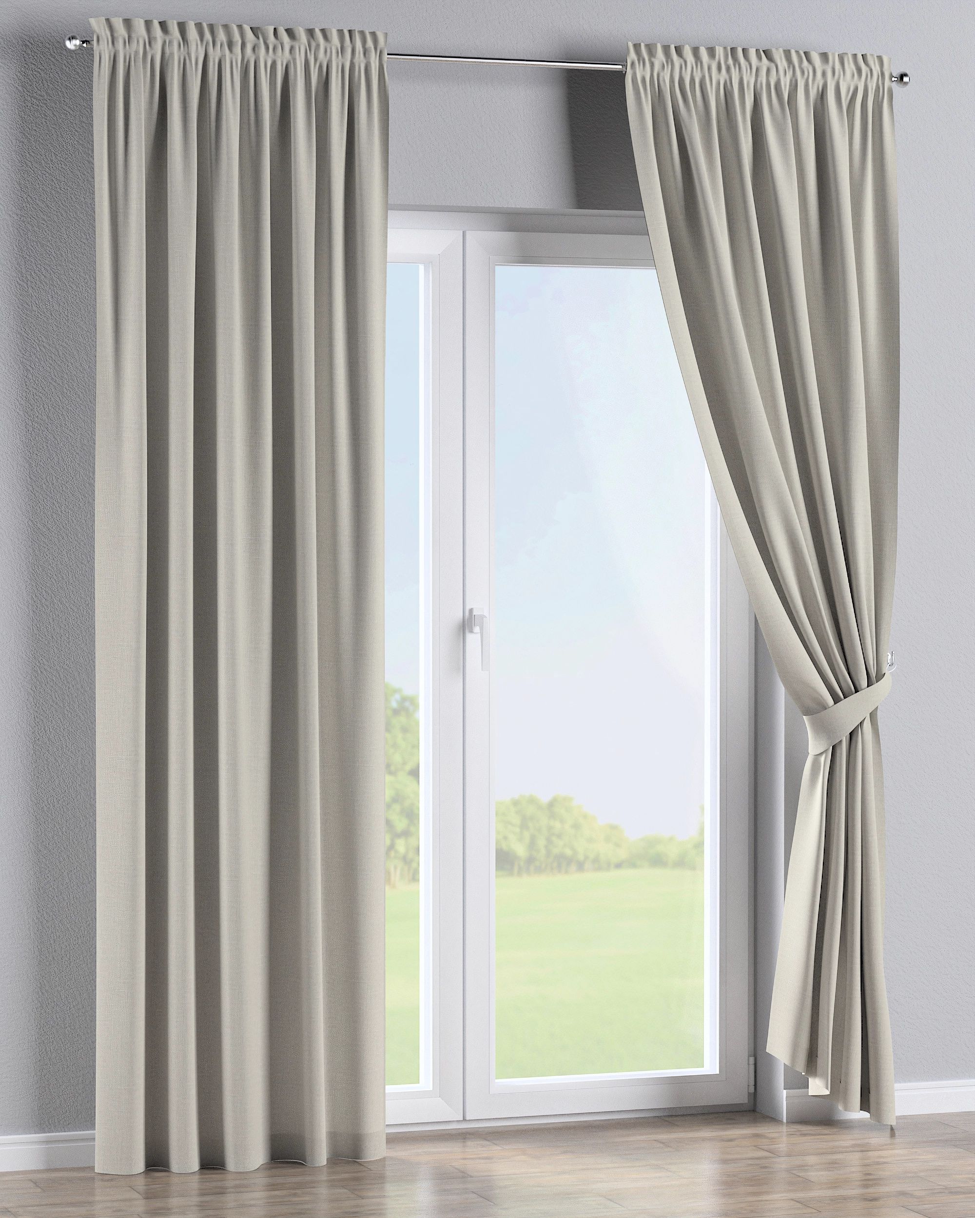 Slot and frill curtain colour grey fabric structured (hover)
