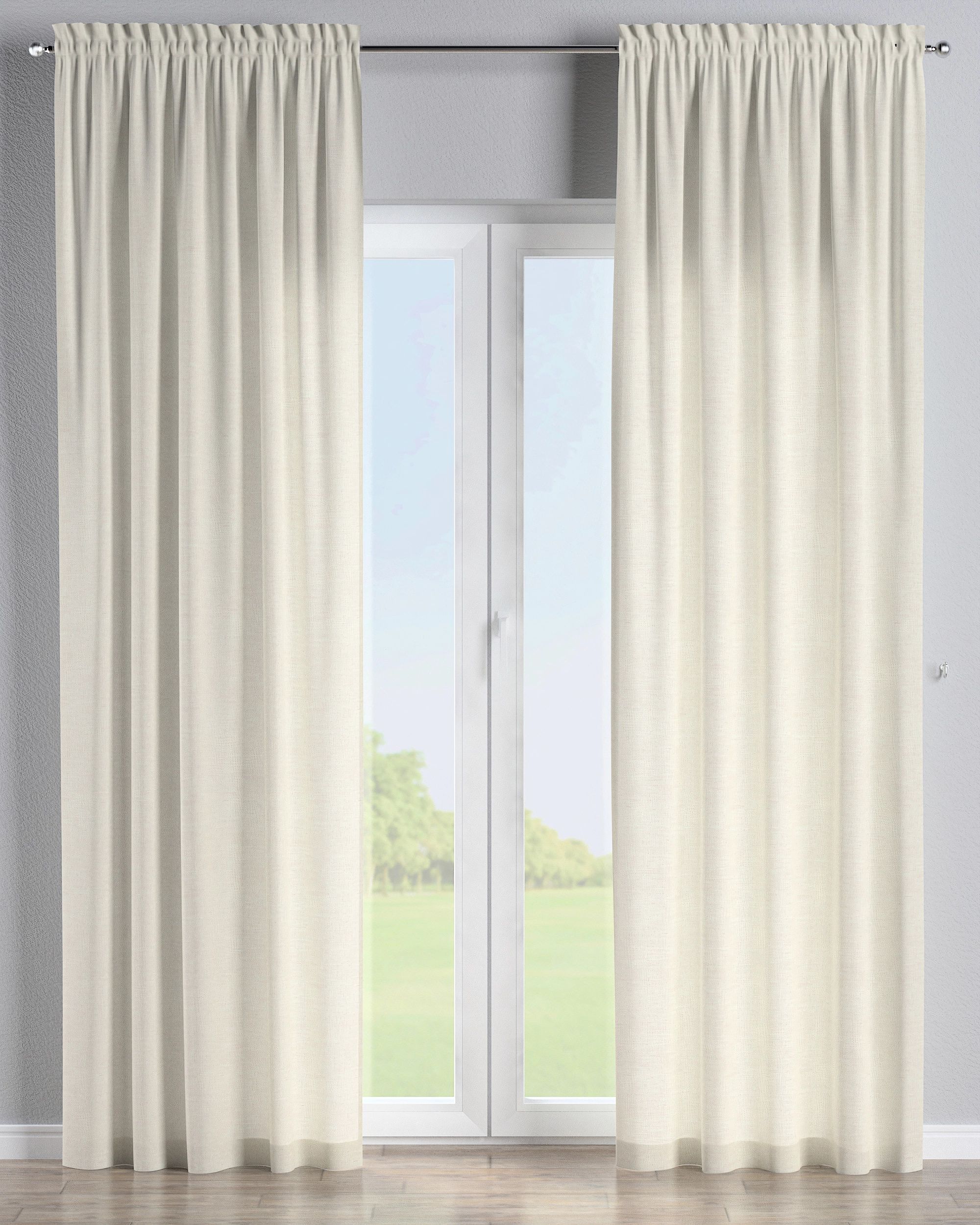 Slot and frill curtain colour cream fabric structured