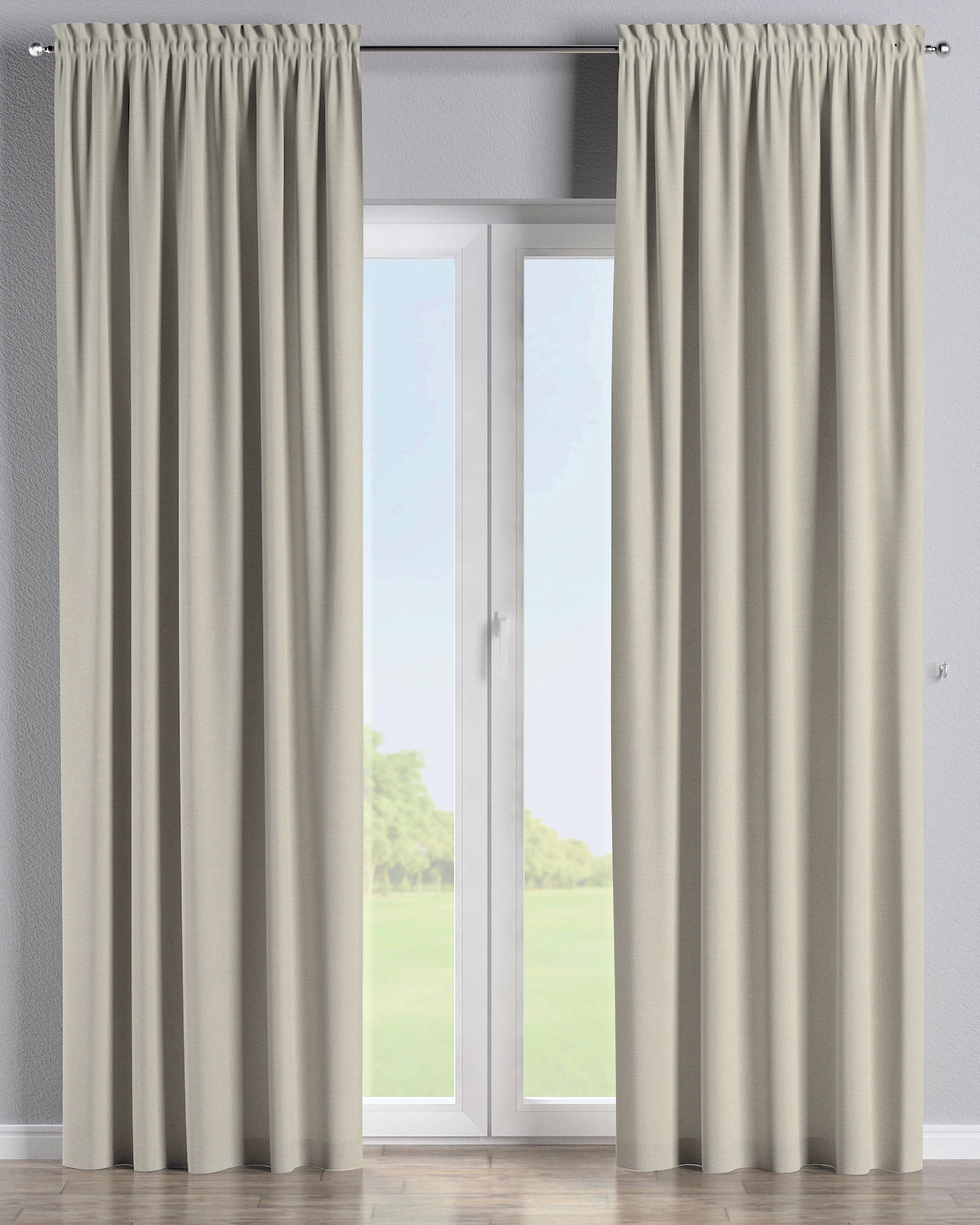 Slot and frill curtain colour grey fabric structured