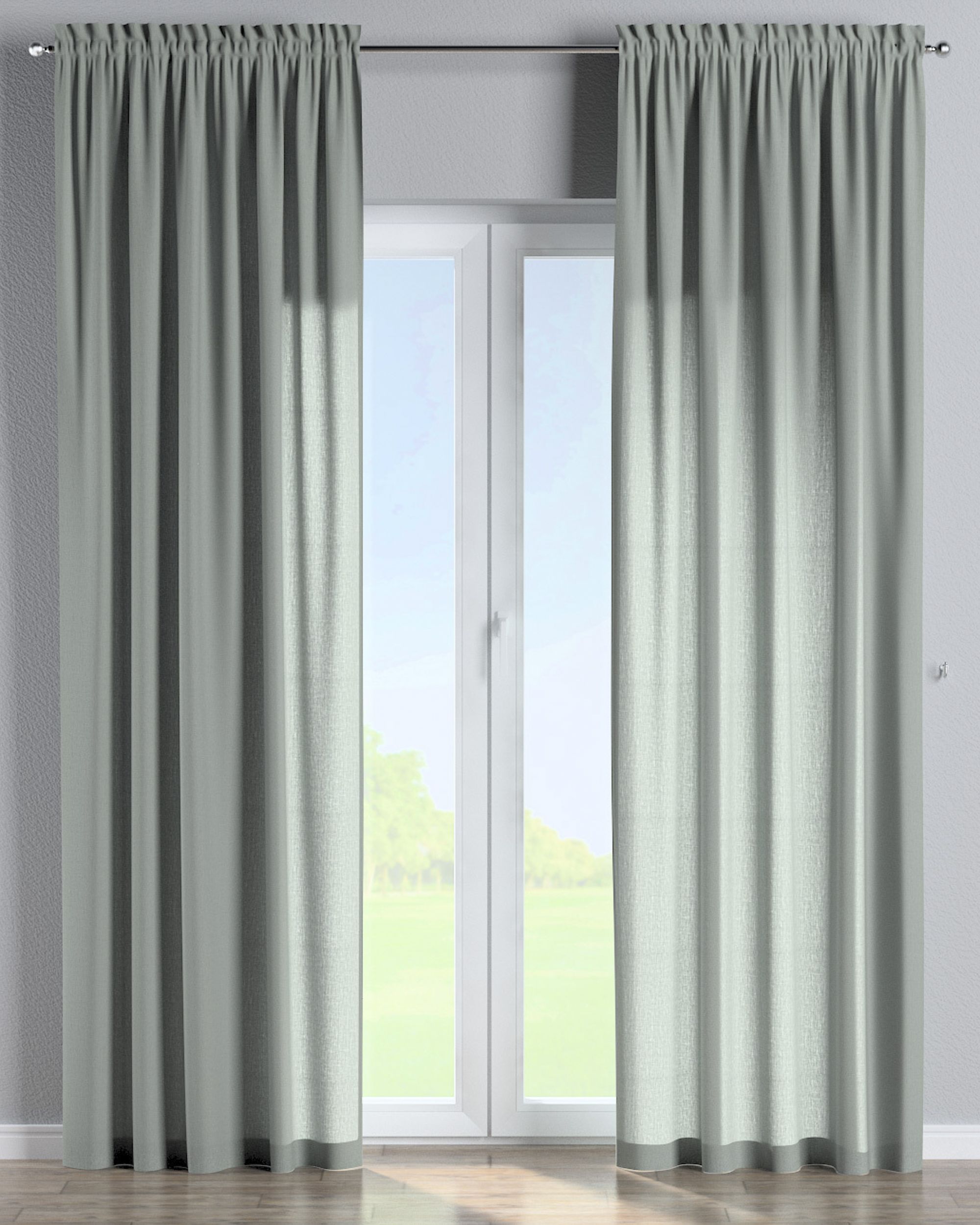 Slot and frill curtain colour grey fabric semi-sheer, structured