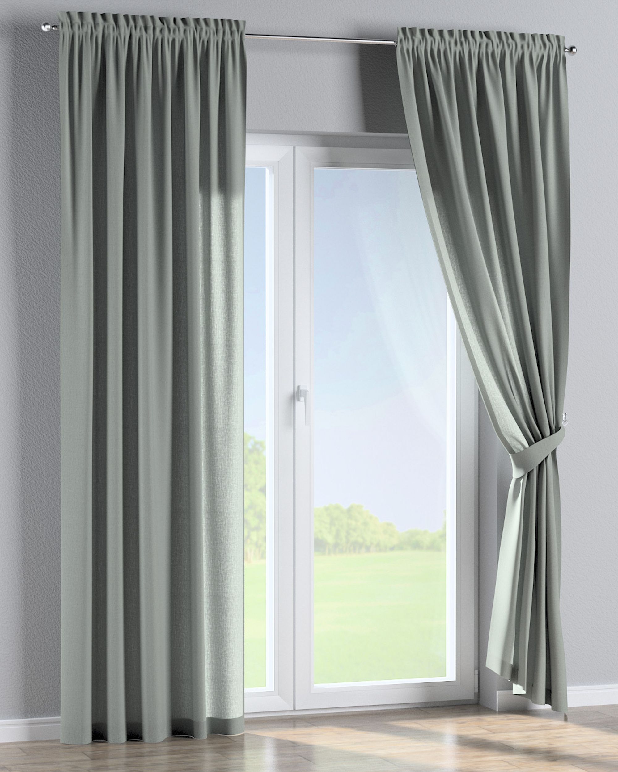 Slot and frill curtain colour grey fabric semi-sheer, structured (hover)