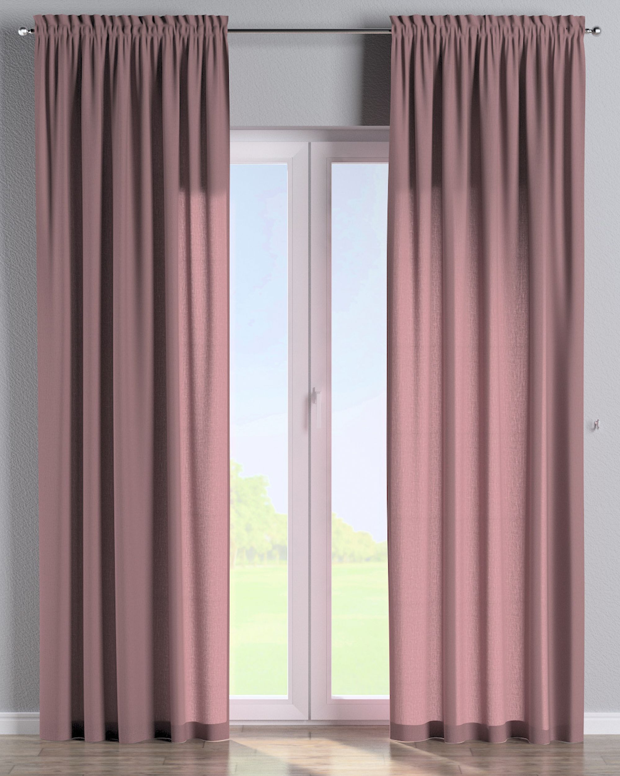 Slot and frill curtain colour pink fabric semi-sheer, structured