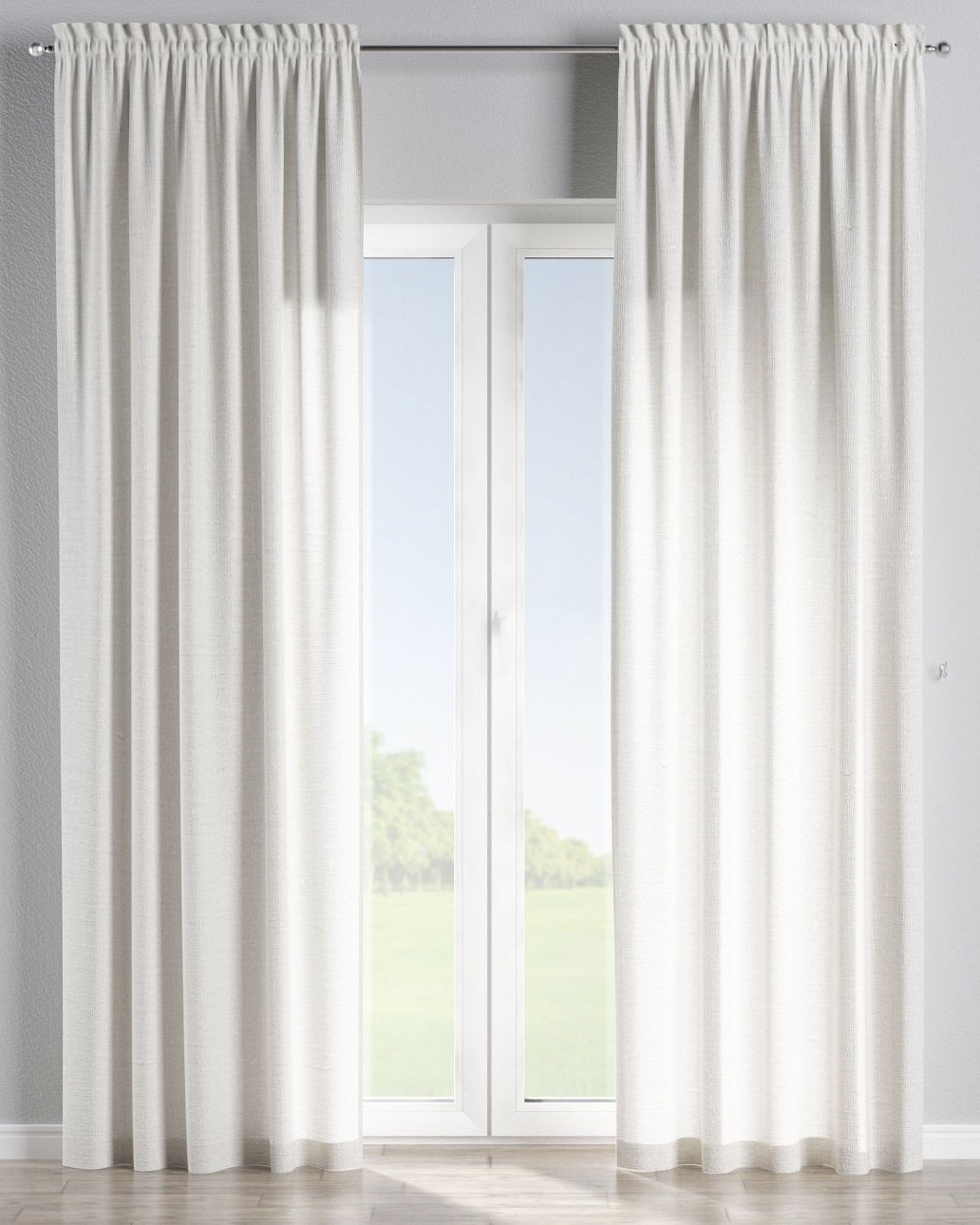 Slot and frill curtain colour white fabric semi-sheer, structured (hover)