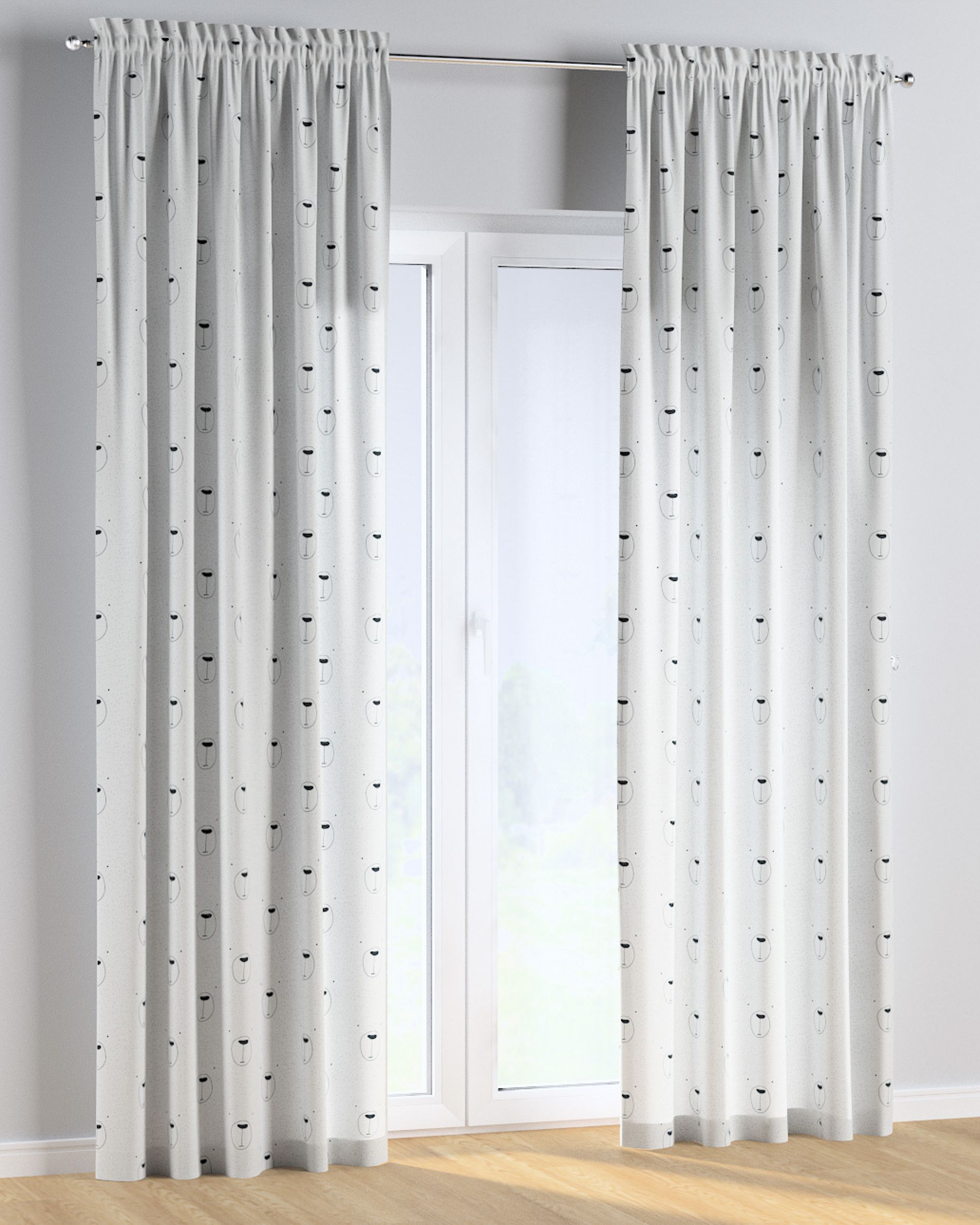 Slot and frill curtain colour white fabric patterned