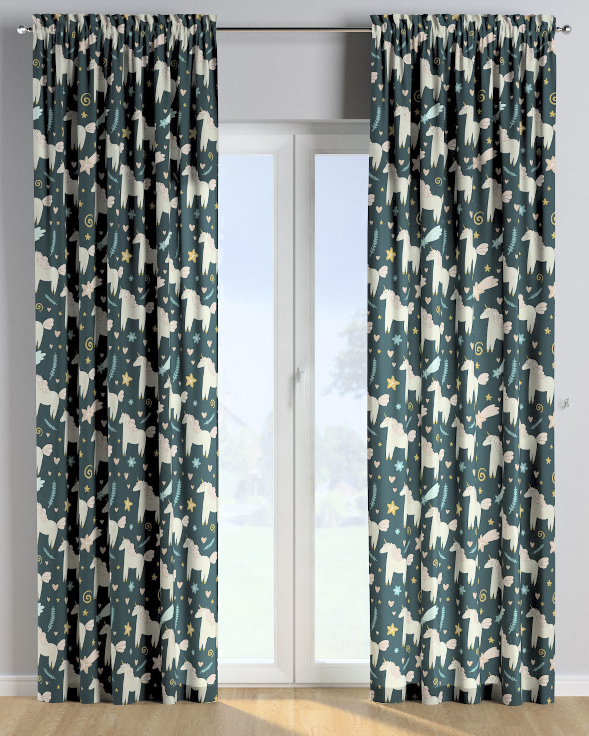 Slot and frill curtain colour brown fabric patterned