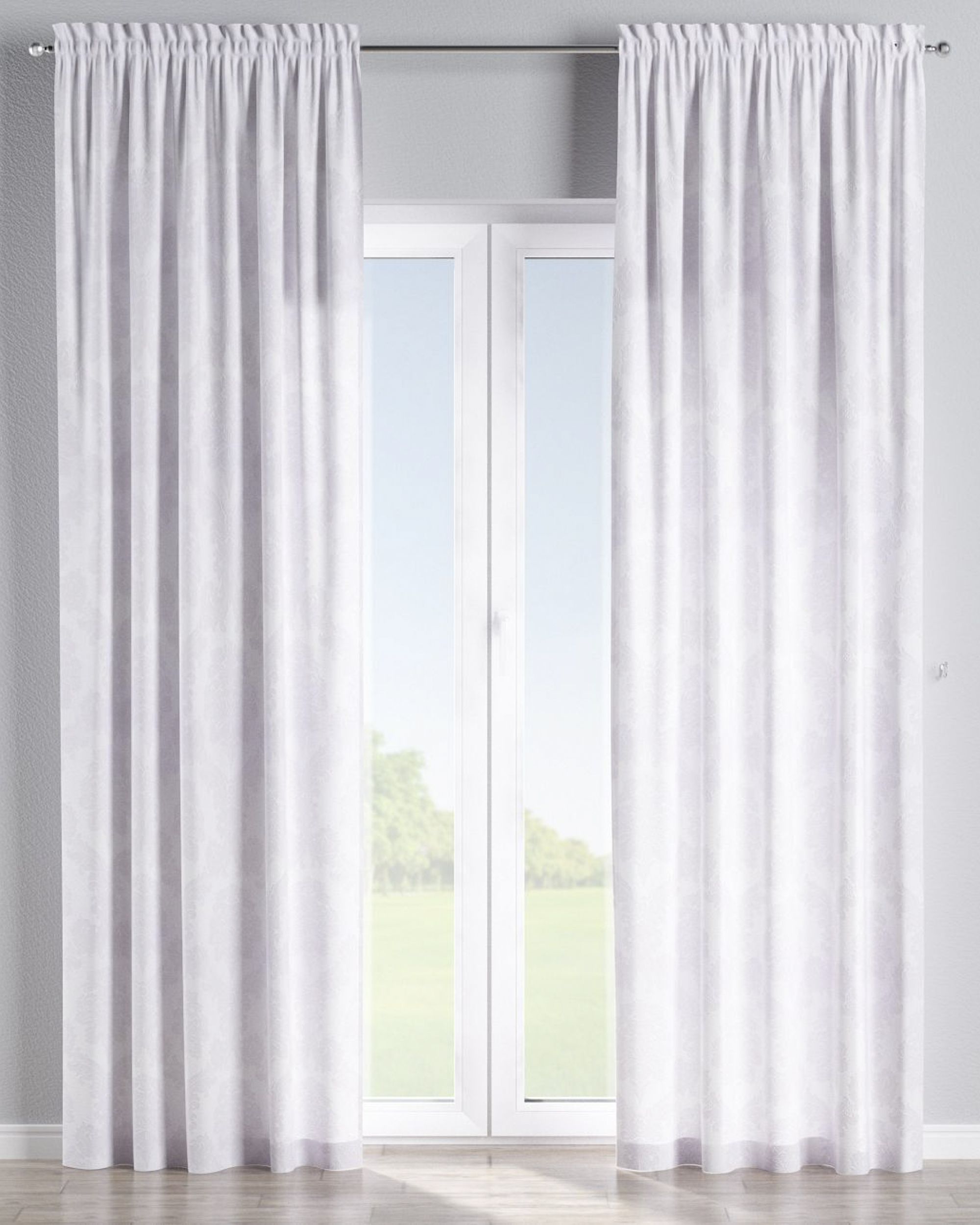 Slot and frill curtain colour white fabric gloss, structured, patterned (hover)