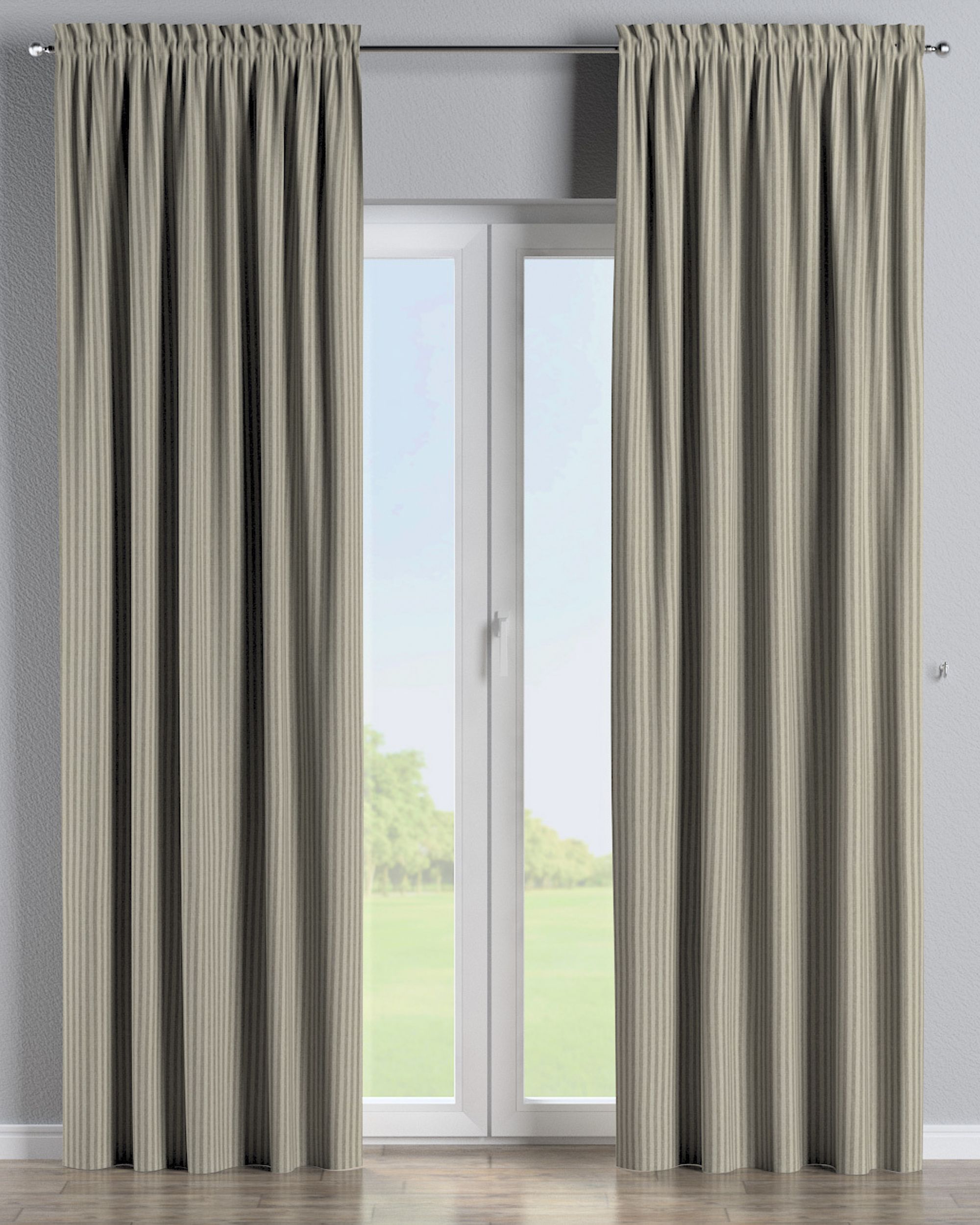 Slot and frill curtain colour beige fabric outdoor, structured, patterned