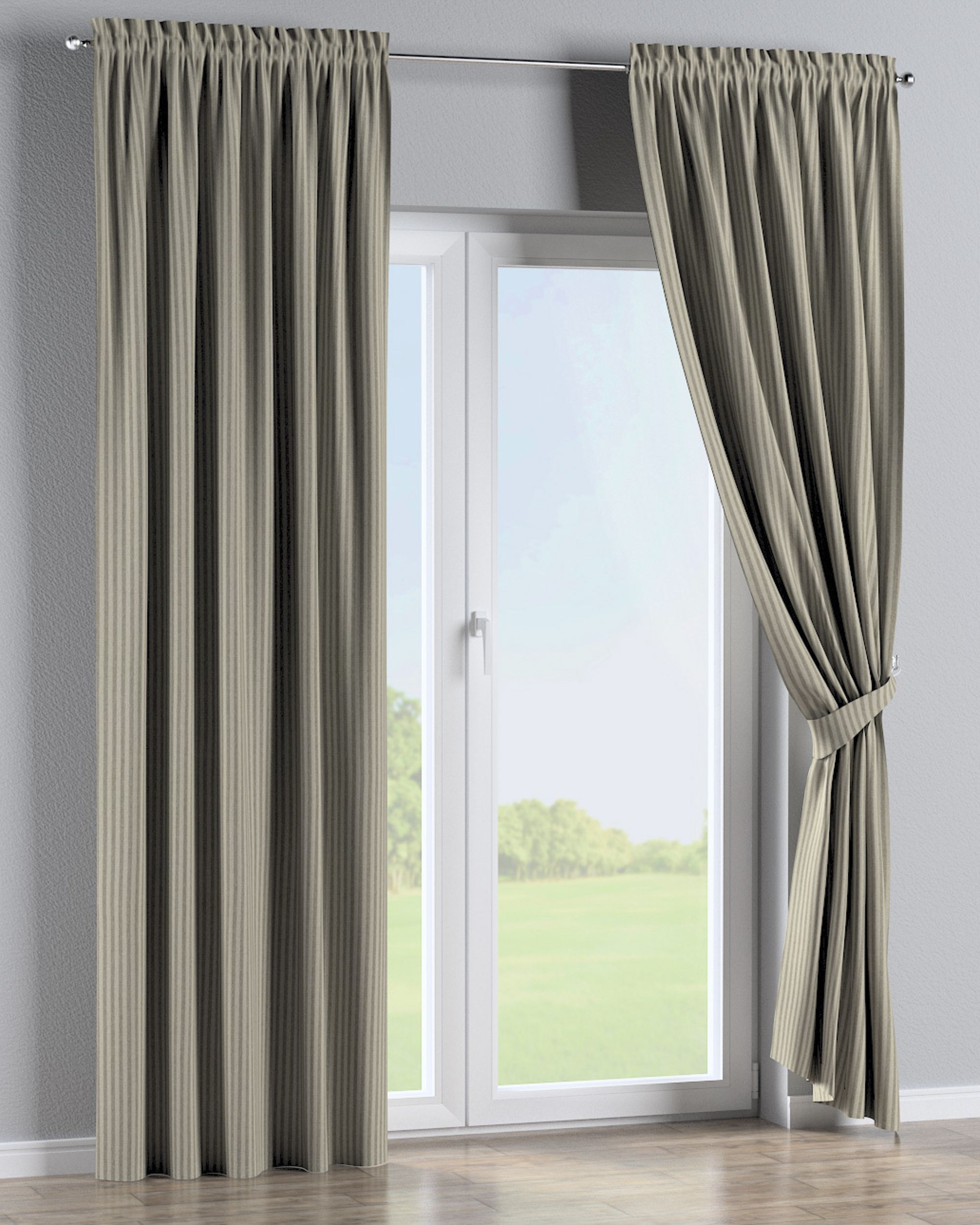 Slot and frill curtain colour beige fabric outdoor, structured, patterned (hover)