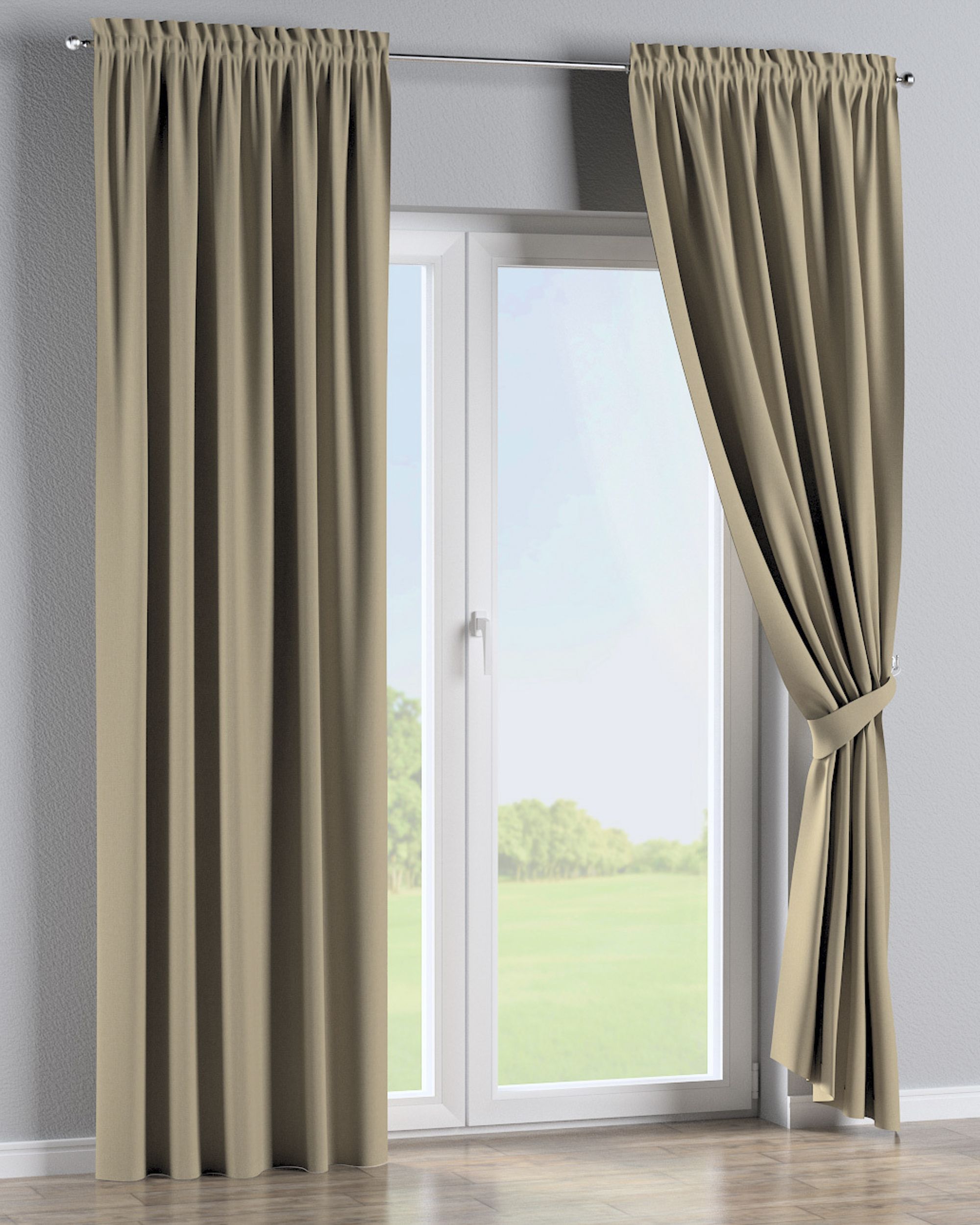 Slot and frill curtain colour beige fabric outdoor, structured (hover)
