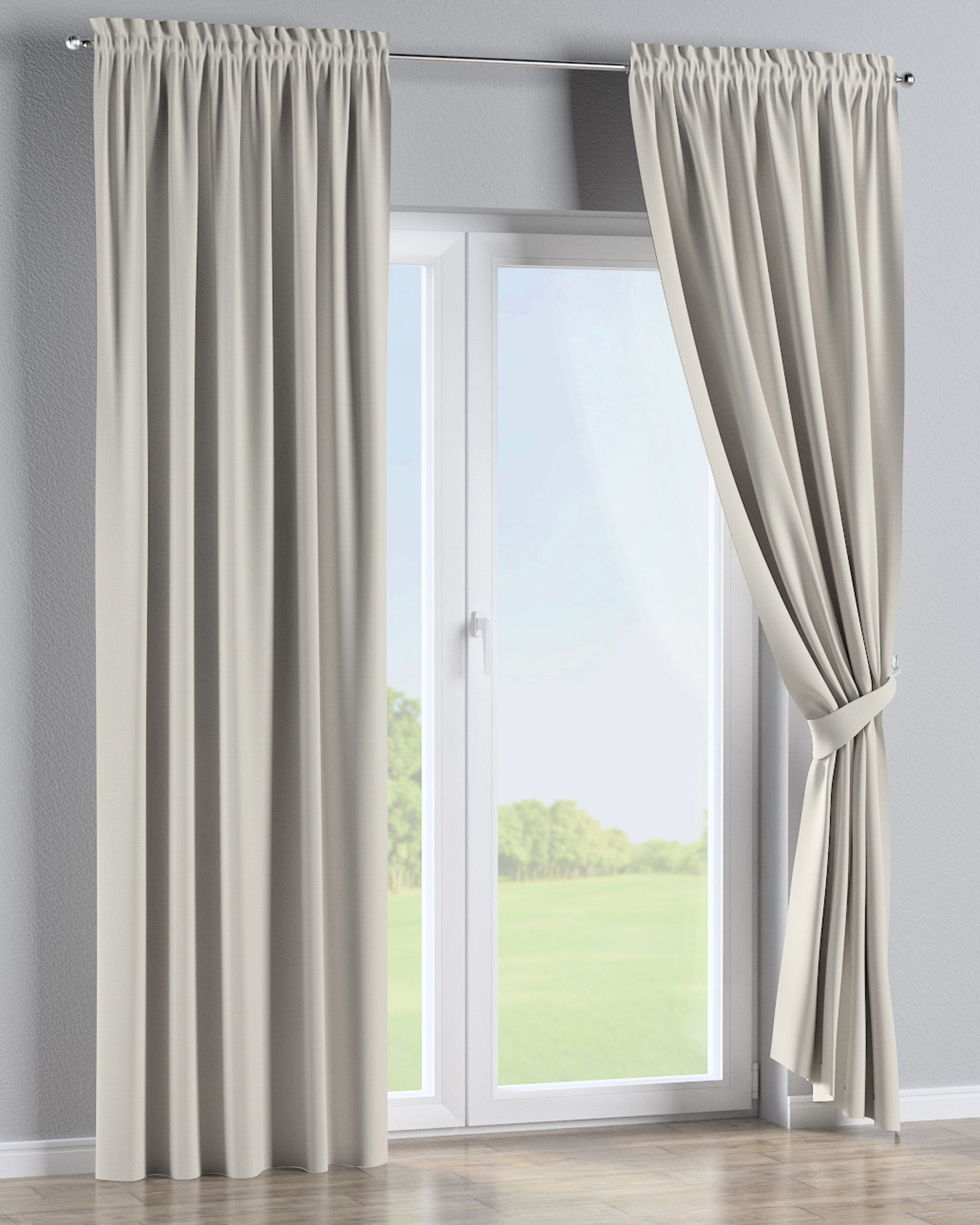 Slot and frill curtain colour cream fabric outdoor, structured (hover)