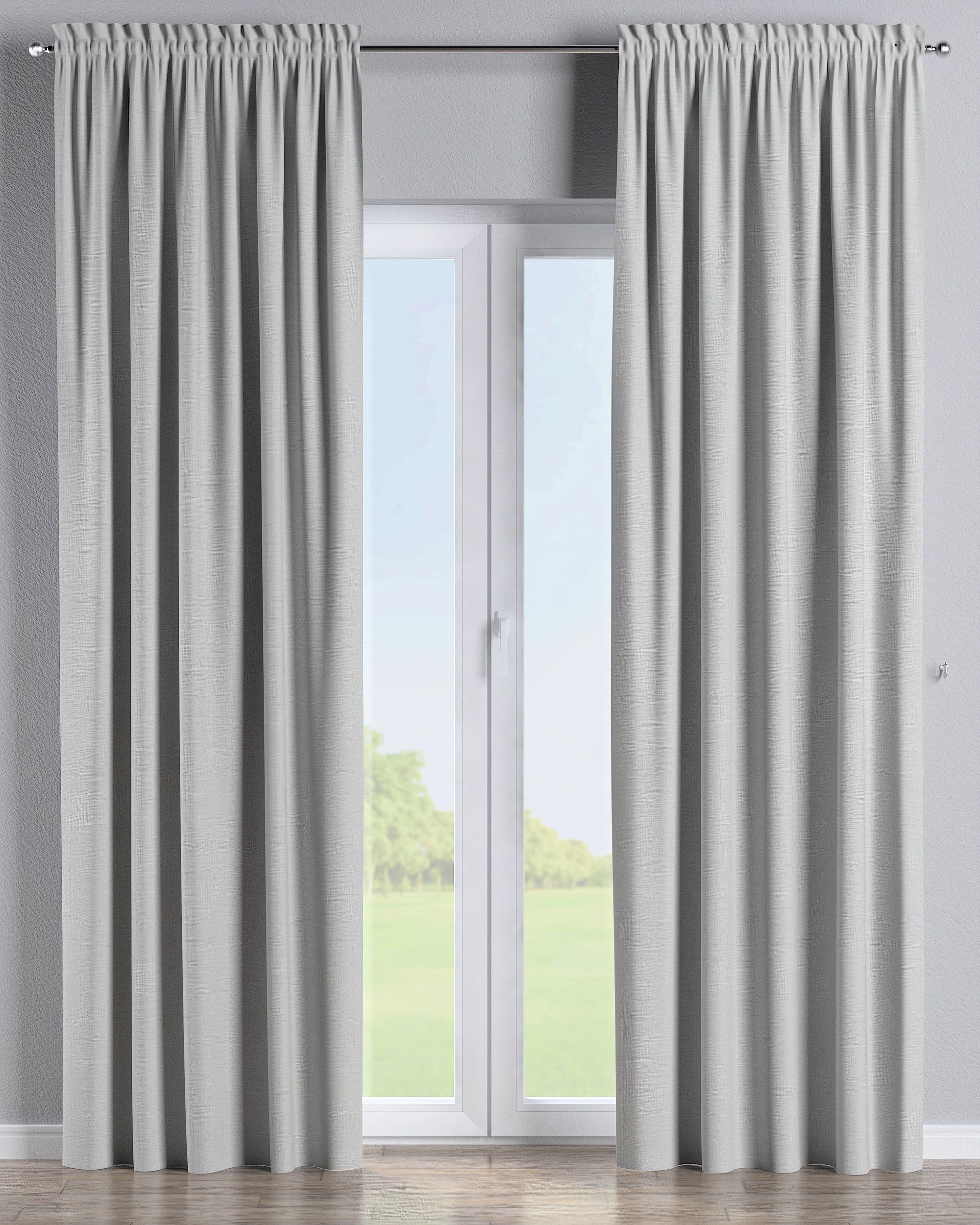 Slot and frill curtain colour grey fabric outdoor, structured