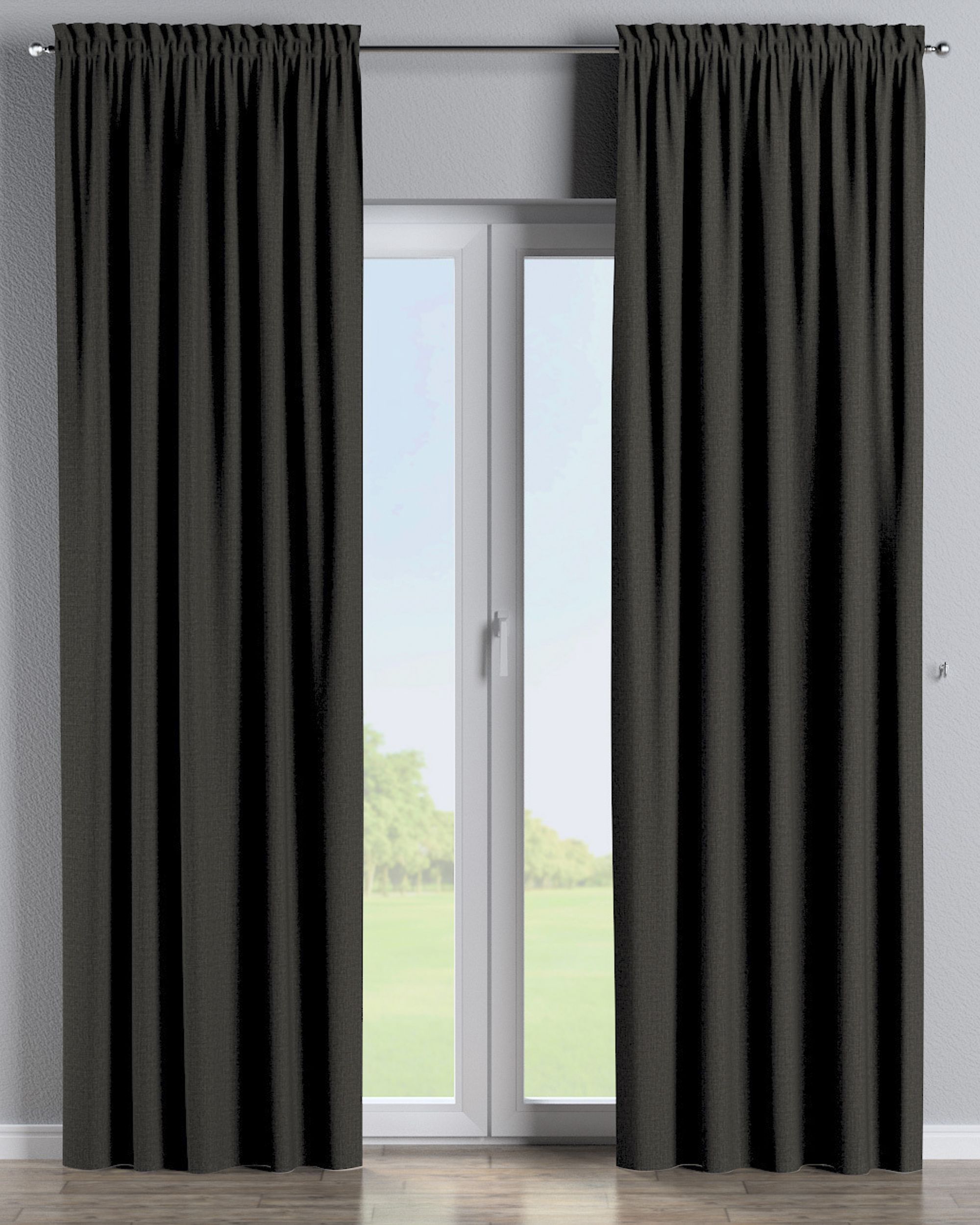 Slot and frill curtain colour brown fabric outdoor, structured