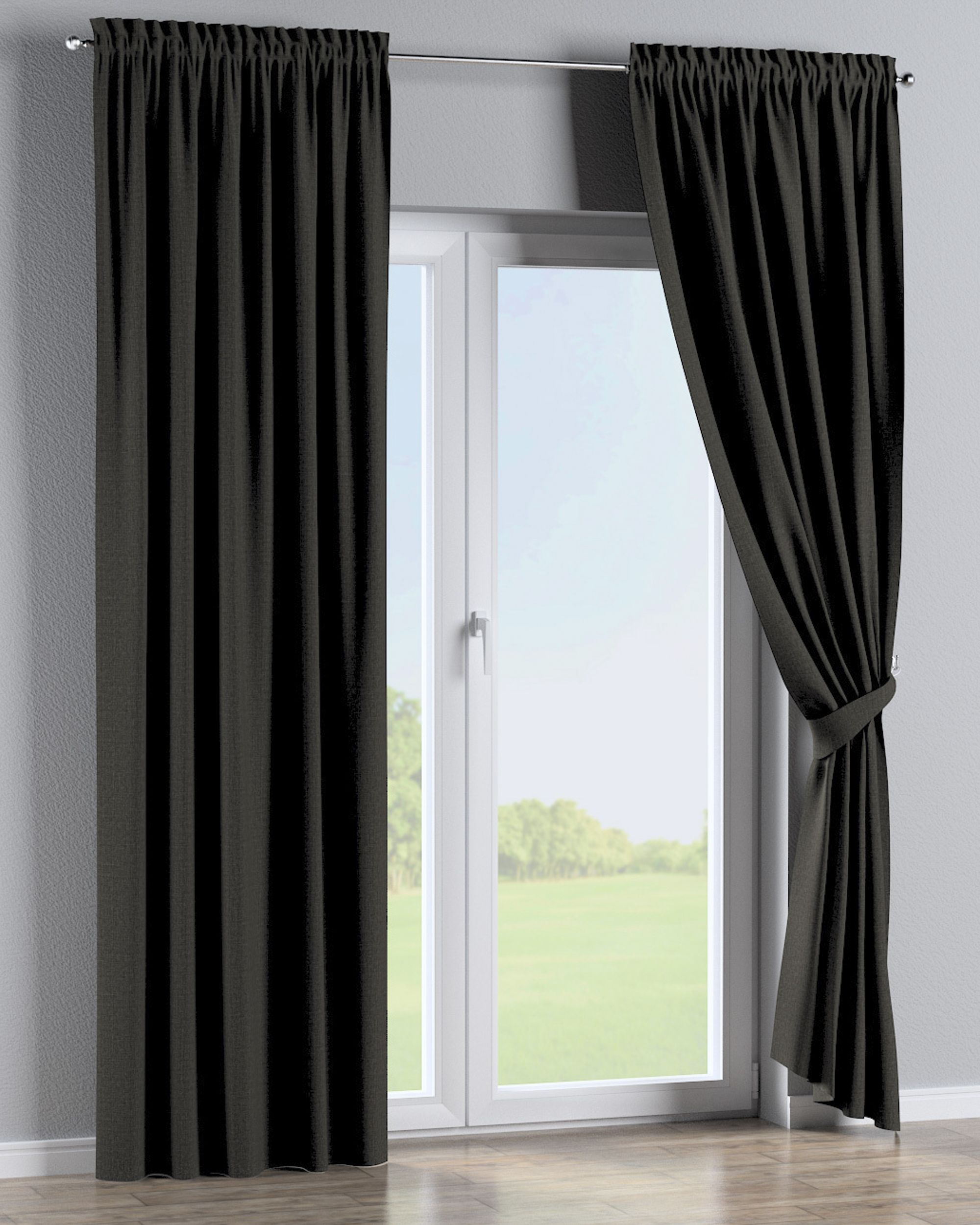 Slot and frill curtain colour brown fabric outdoor, structured (hover)