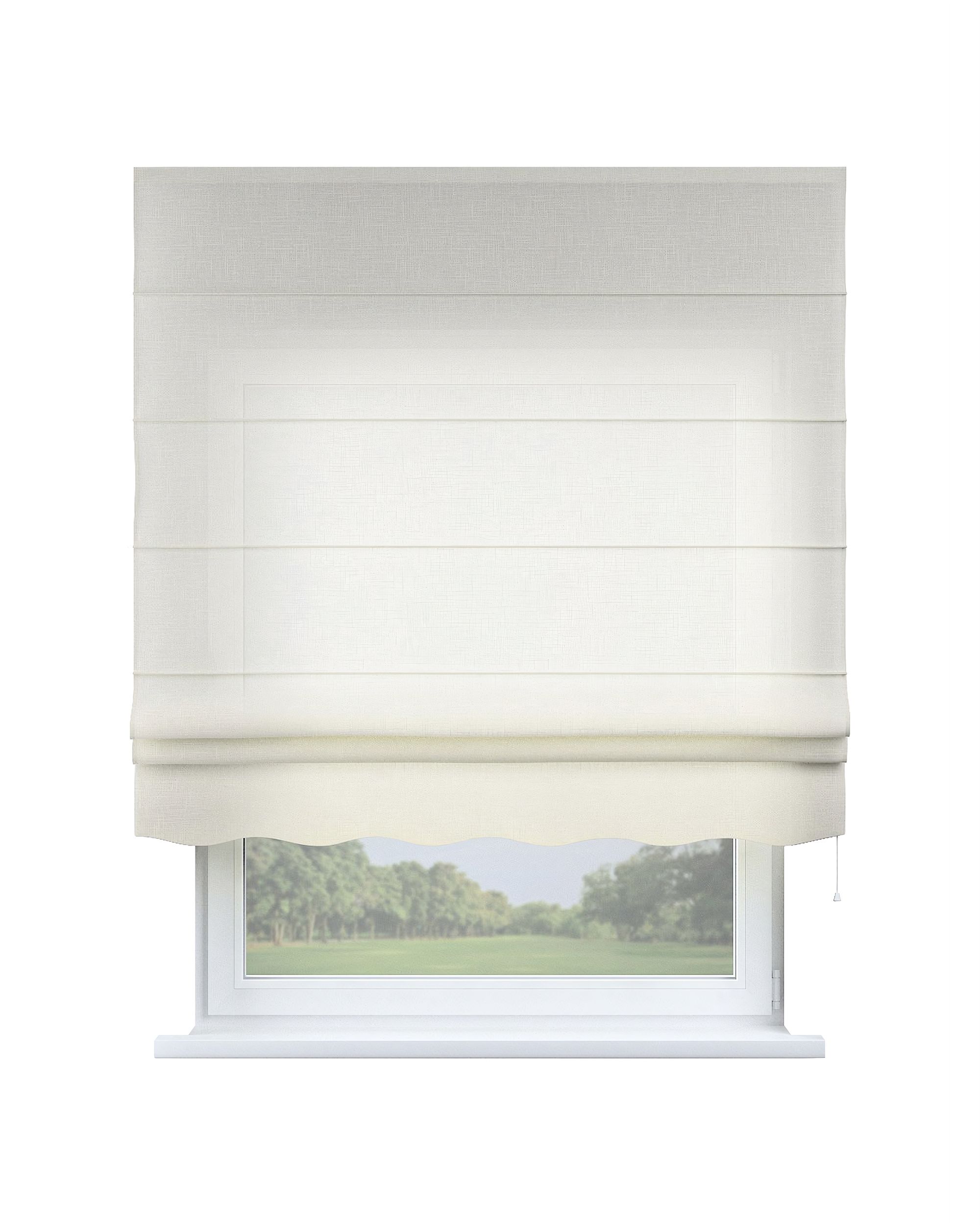 Florence Roman blind colour cream fabric semi-sheer, structured