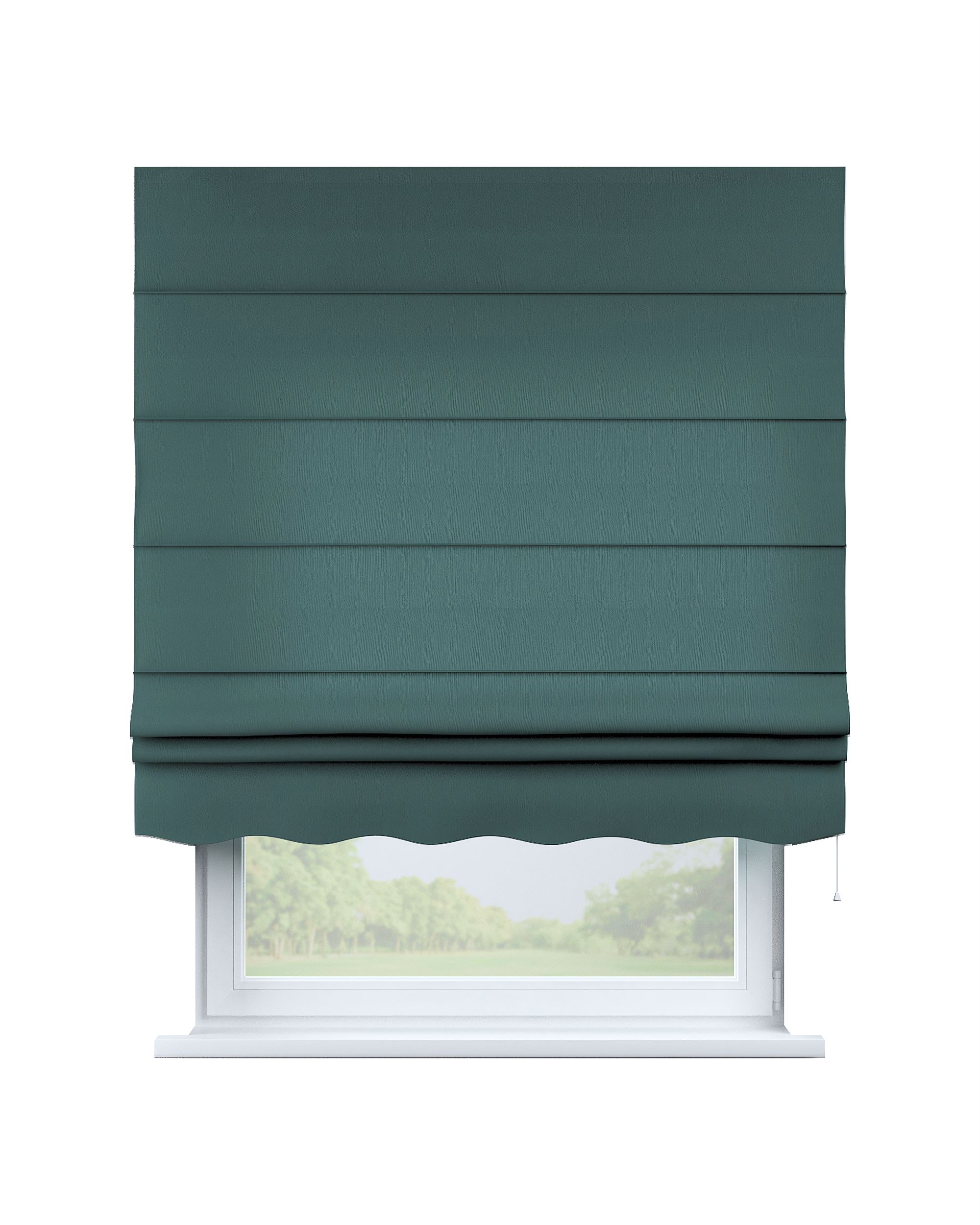 Florence Roman blind colour green fabric semi-sheer, structured