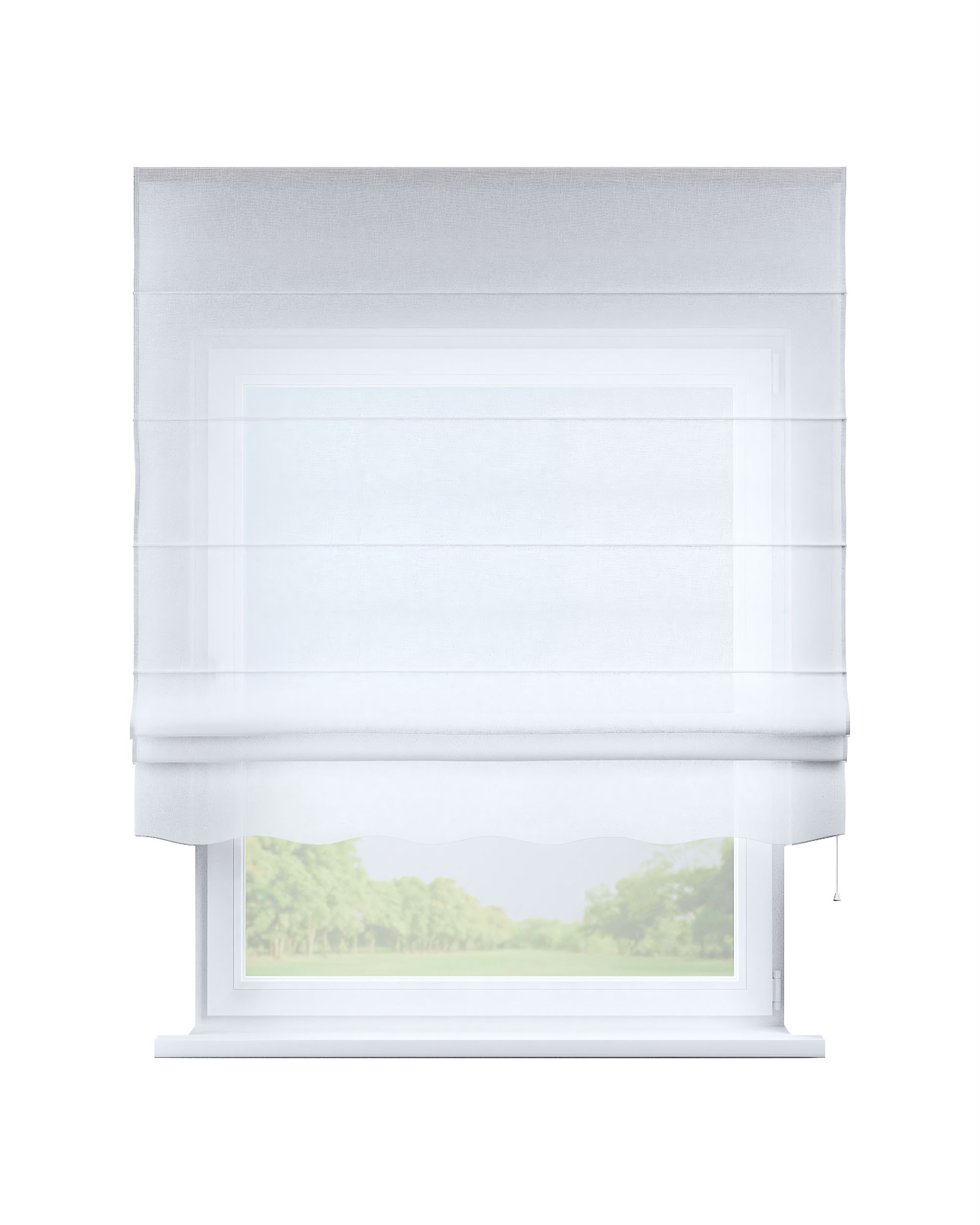 Florence Roman blind colour white fabric semi-sheer, structured
