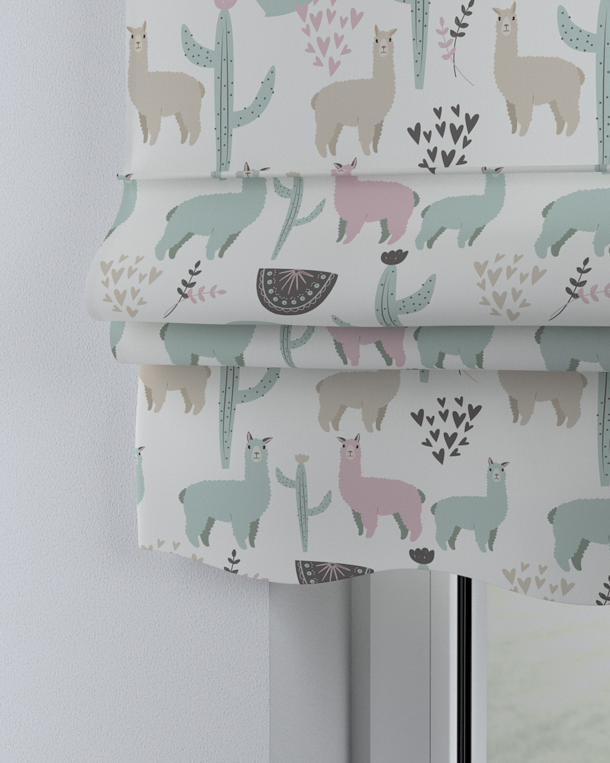 Florence Roman blind colour green fabric patterned (hover)
