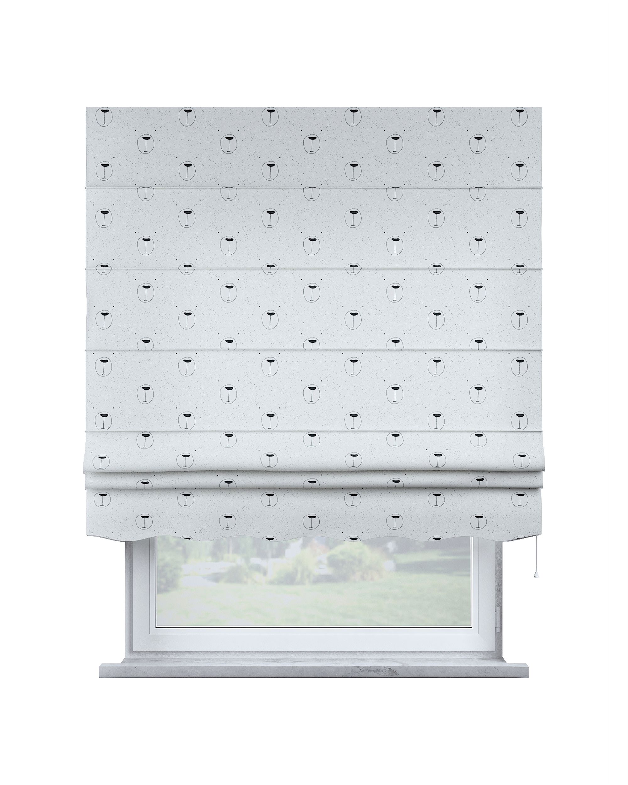 Florence Roman blind colour white fabric patterned