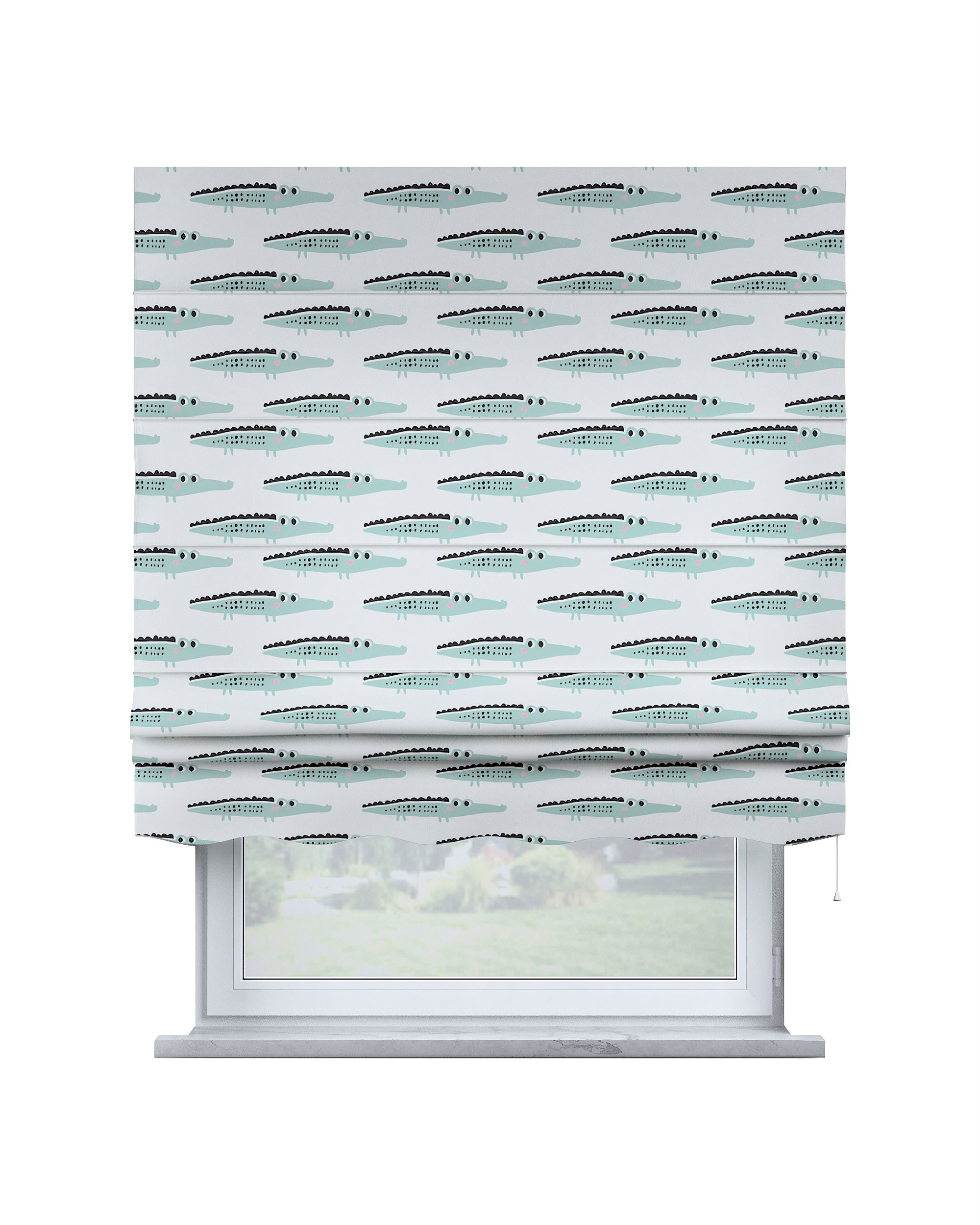 Florence Roman blind colour green fabric patterned