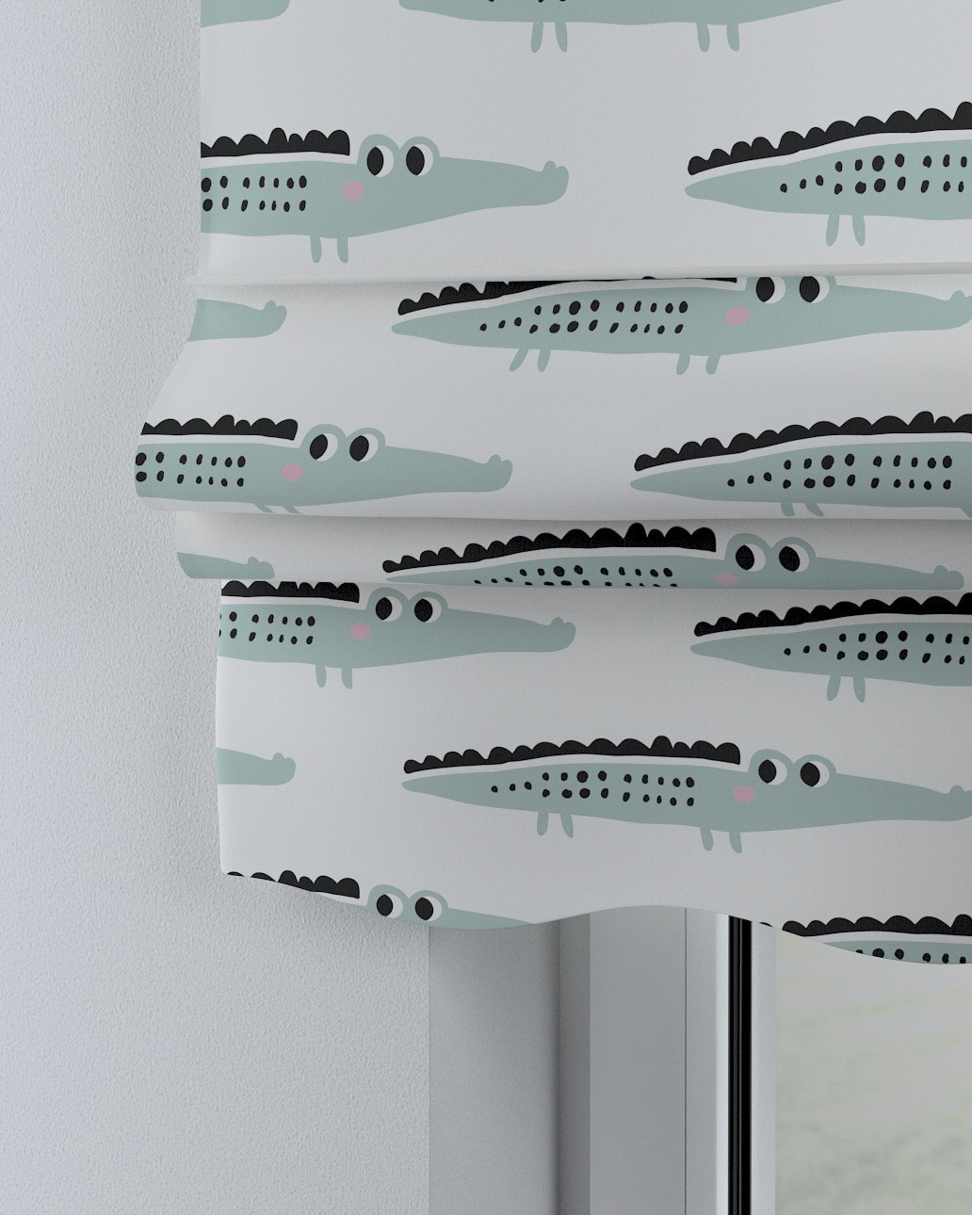 Florence Roman blind colour green fabric patterned (hover)