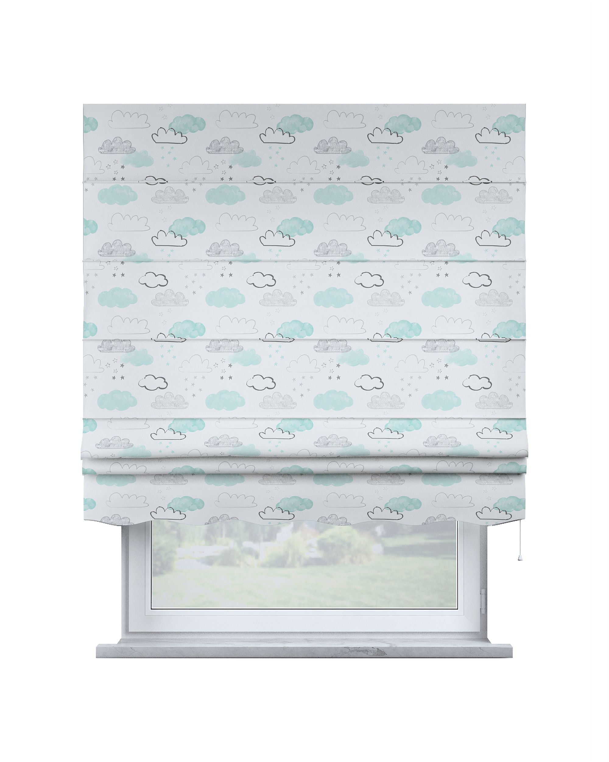 Florence Roman blind colour white fabric patterned