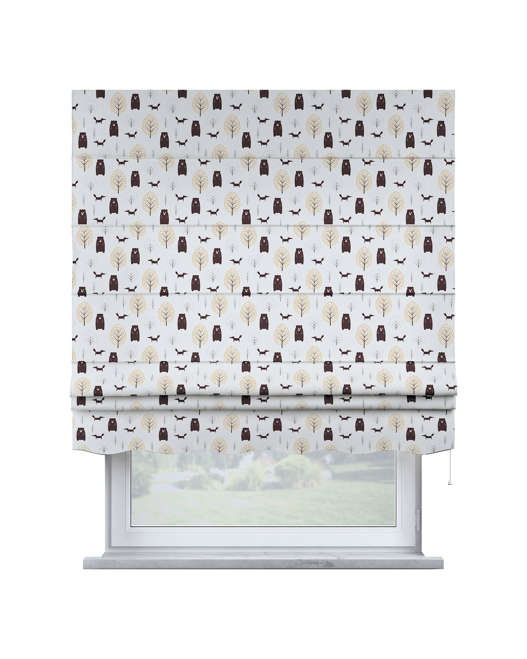 Florence Roman blind colour brown fabric patterned