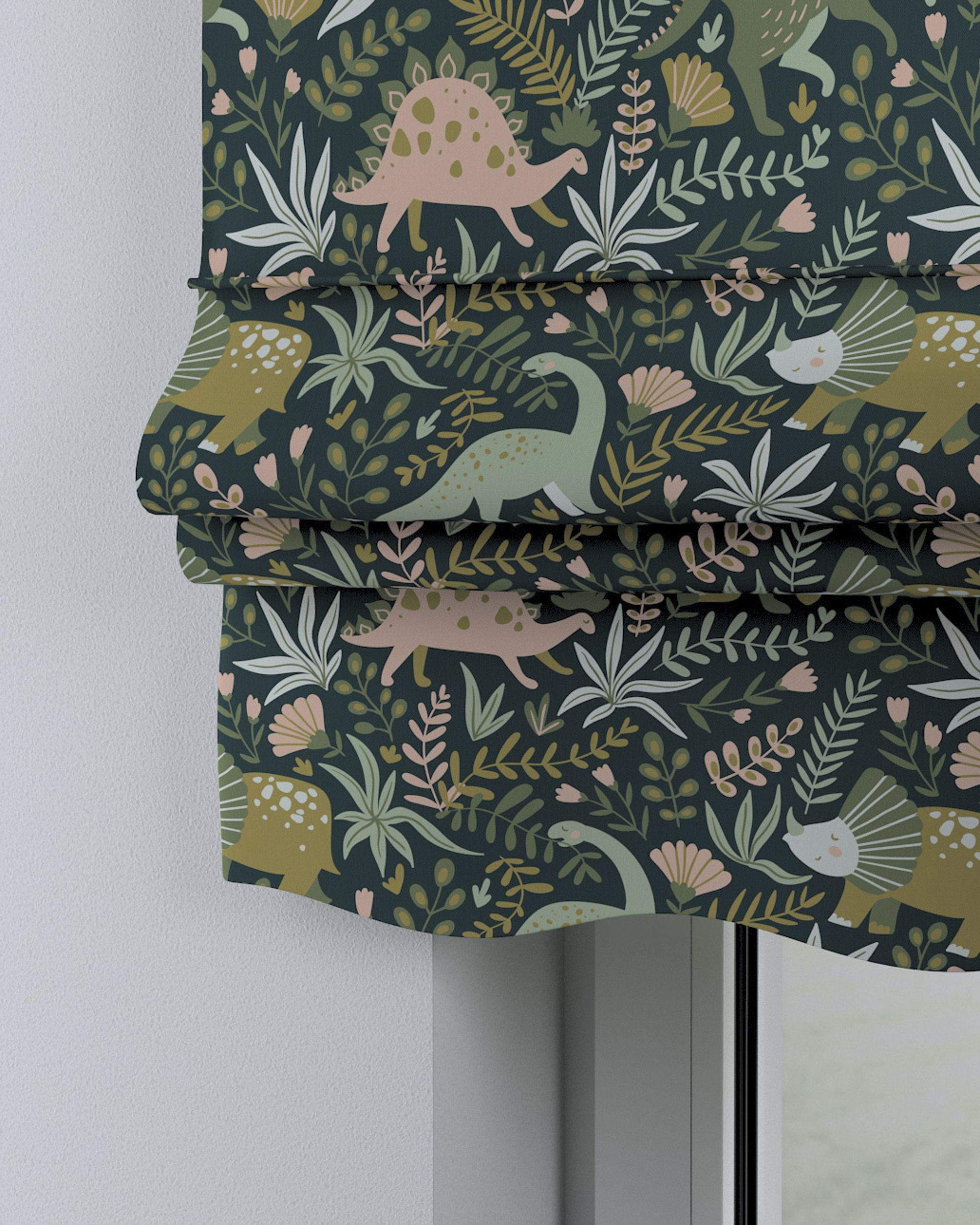 Florence Roman blind colour green fabric patterned (hover)