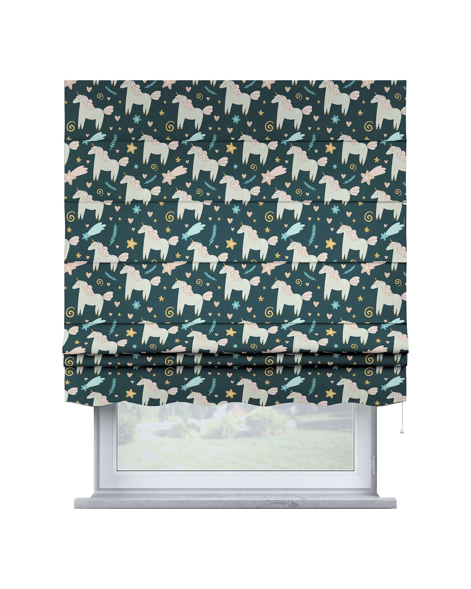 Florence Roman blind colour brown fabric patterned