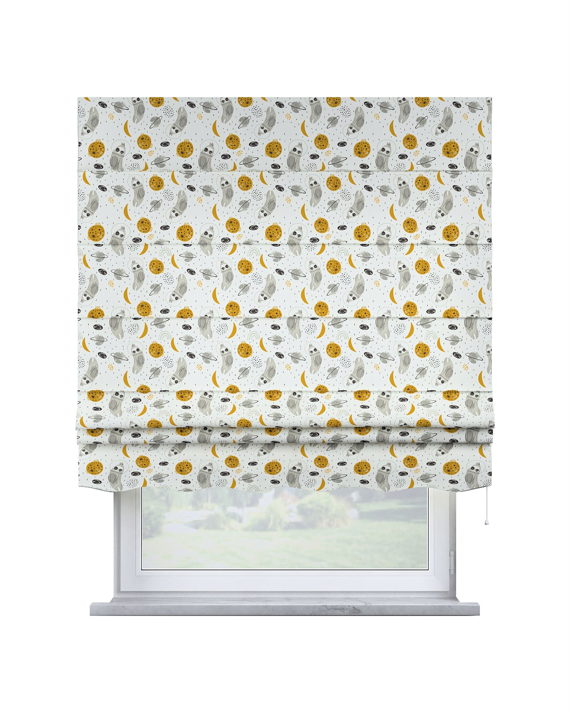 Florence Roman blind colour white fabric patterned