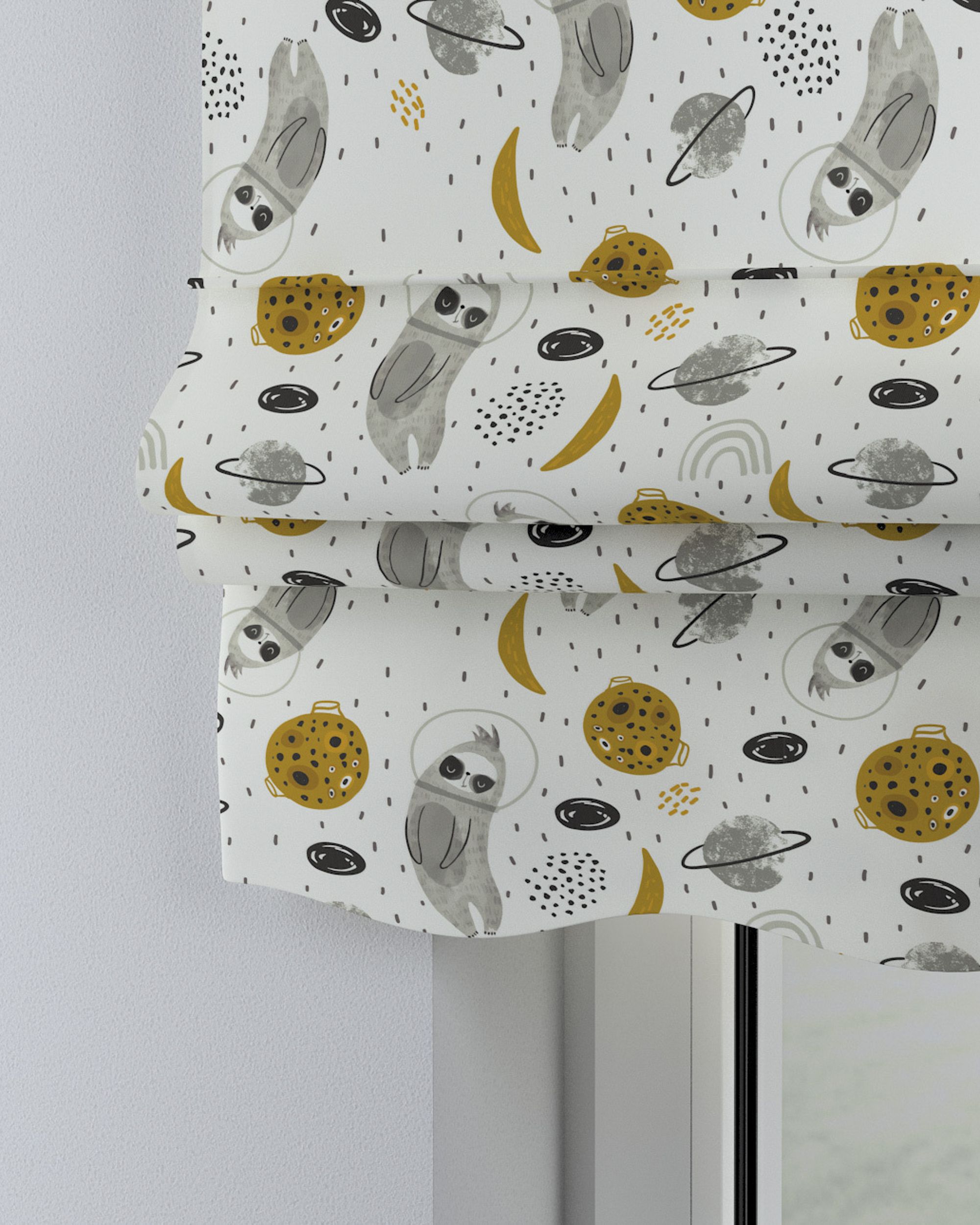 Florence Roman blind colour white fabric patterned (hover)