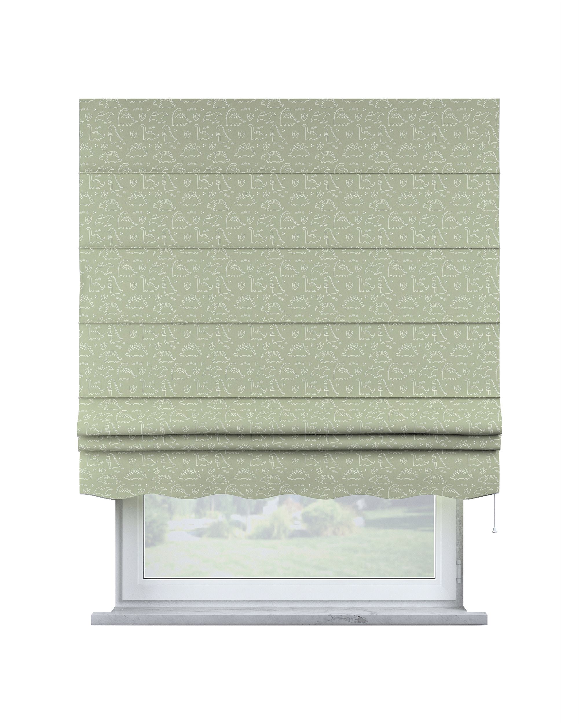 Florence Roman blind colour green fabric patterned