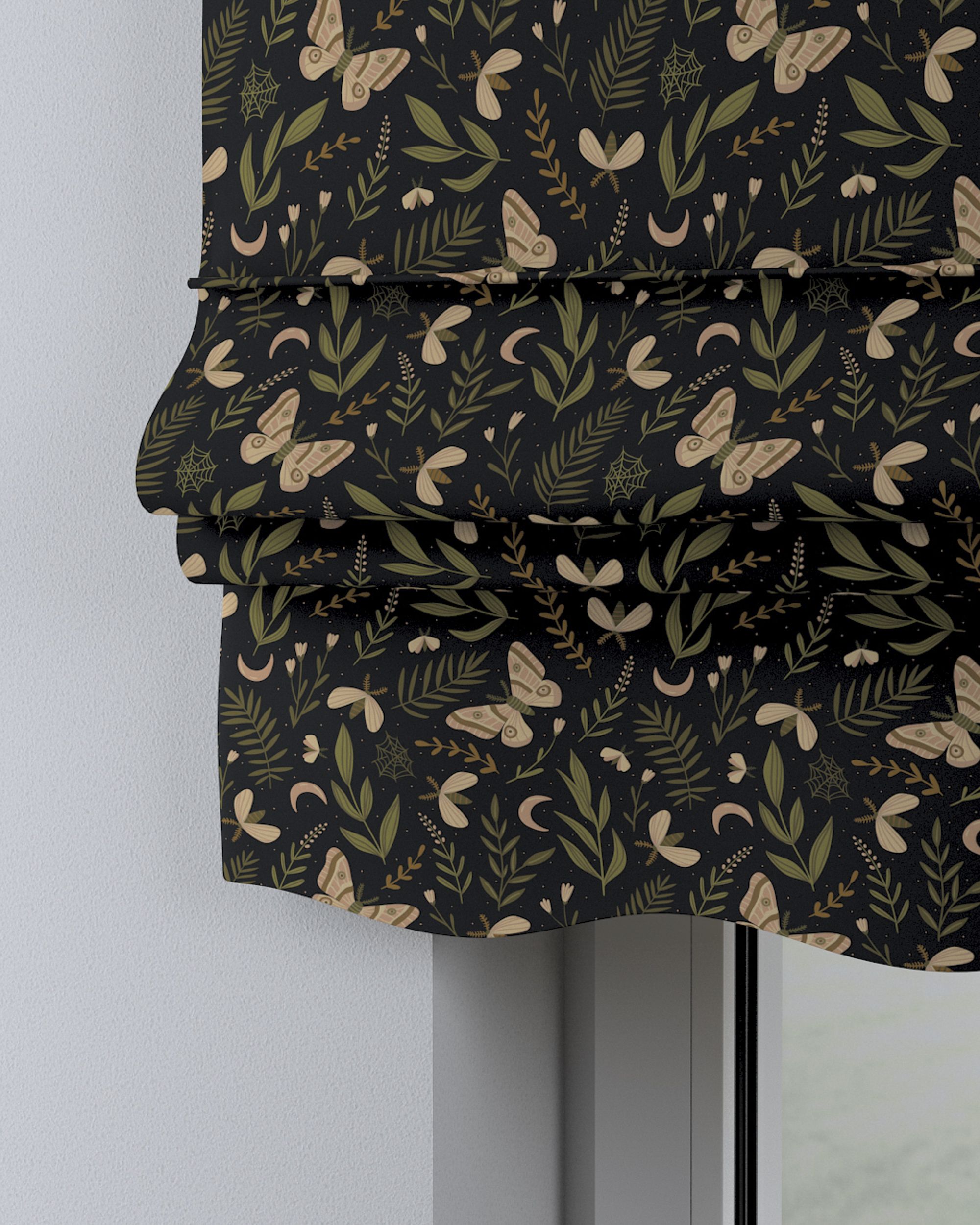 Florence Roman blind colour black fabric patterned (hover)