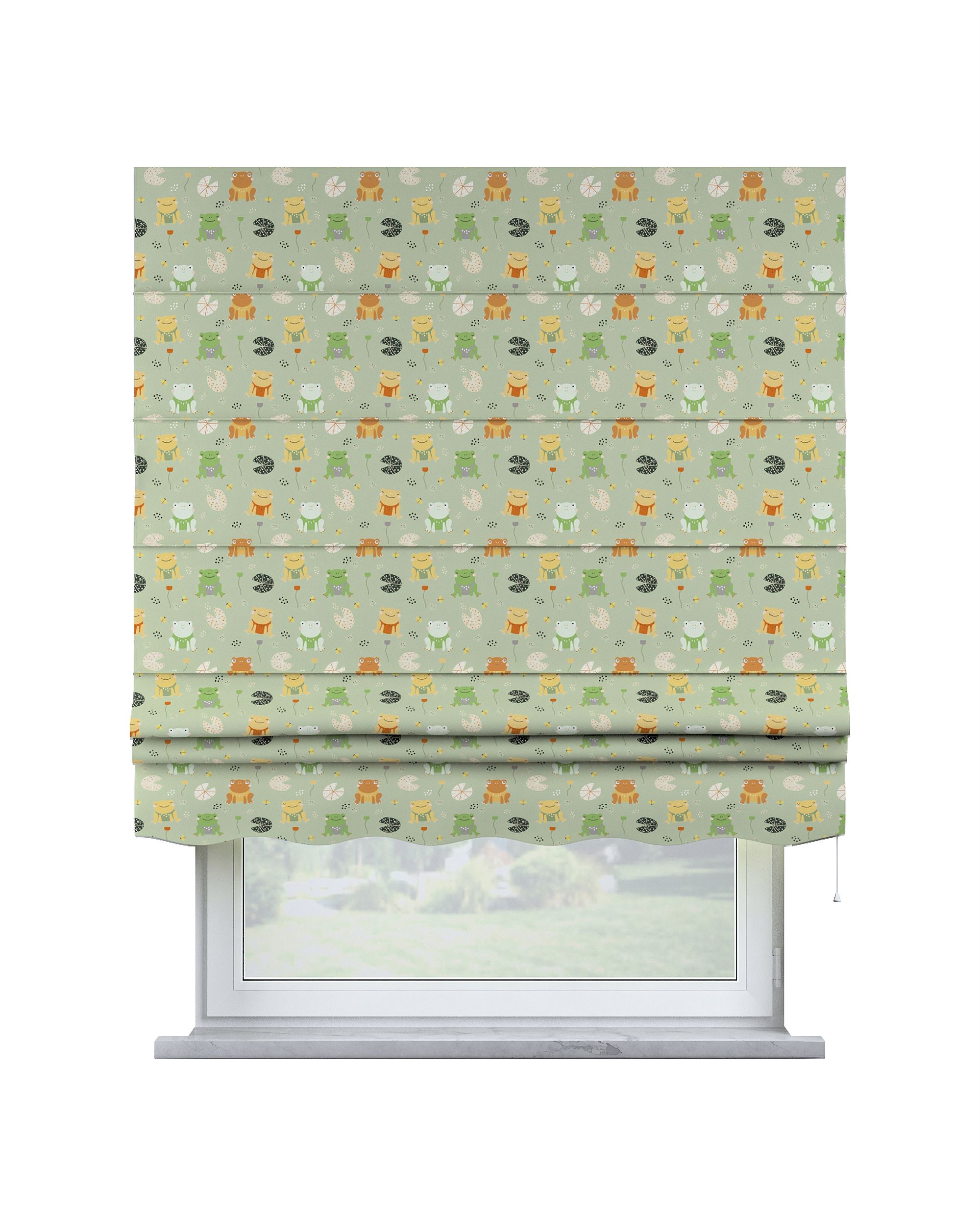 Florence Roman blind colour green fabric patterned