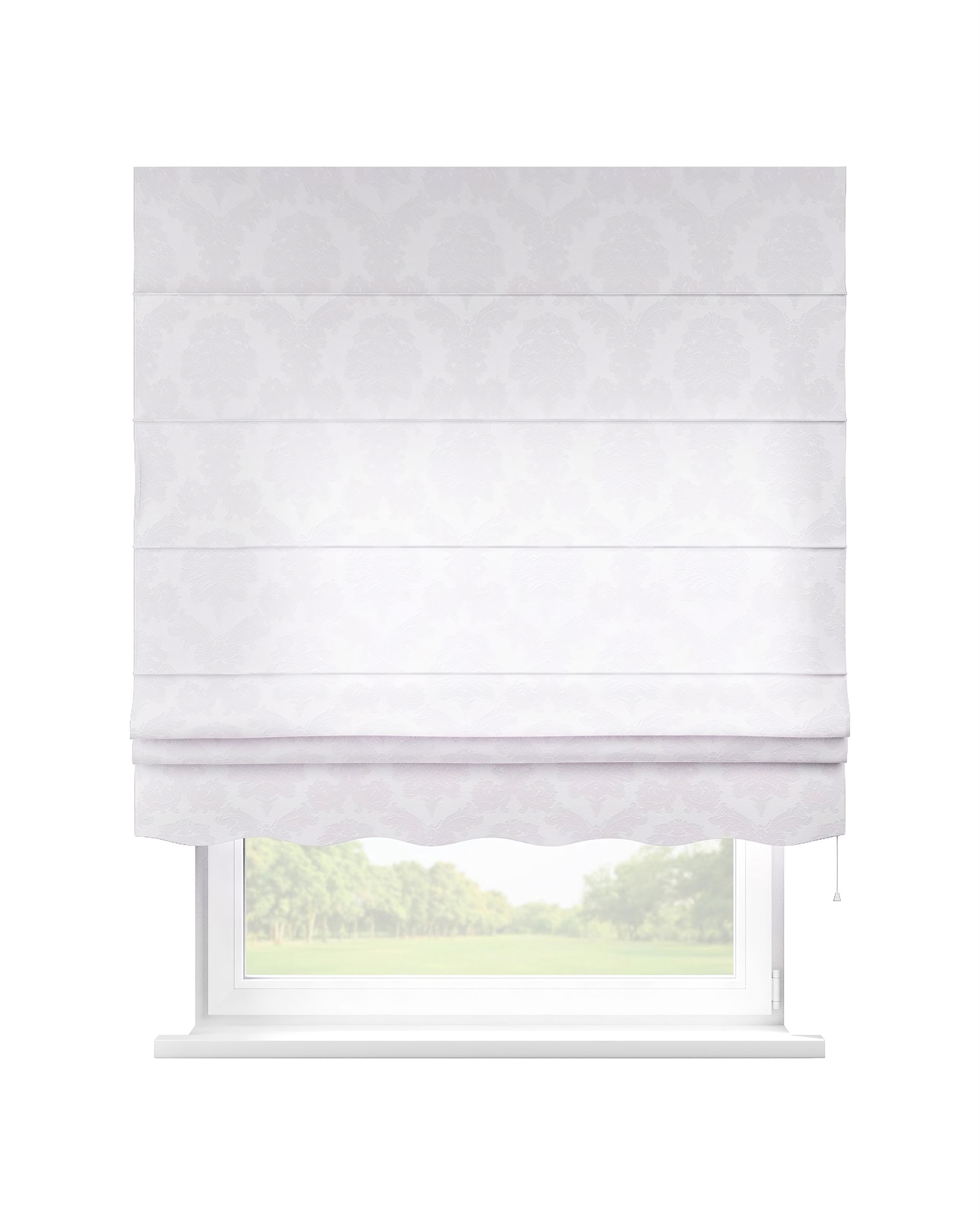Florence Roman blind colour white fabric gloss, structured, patterned