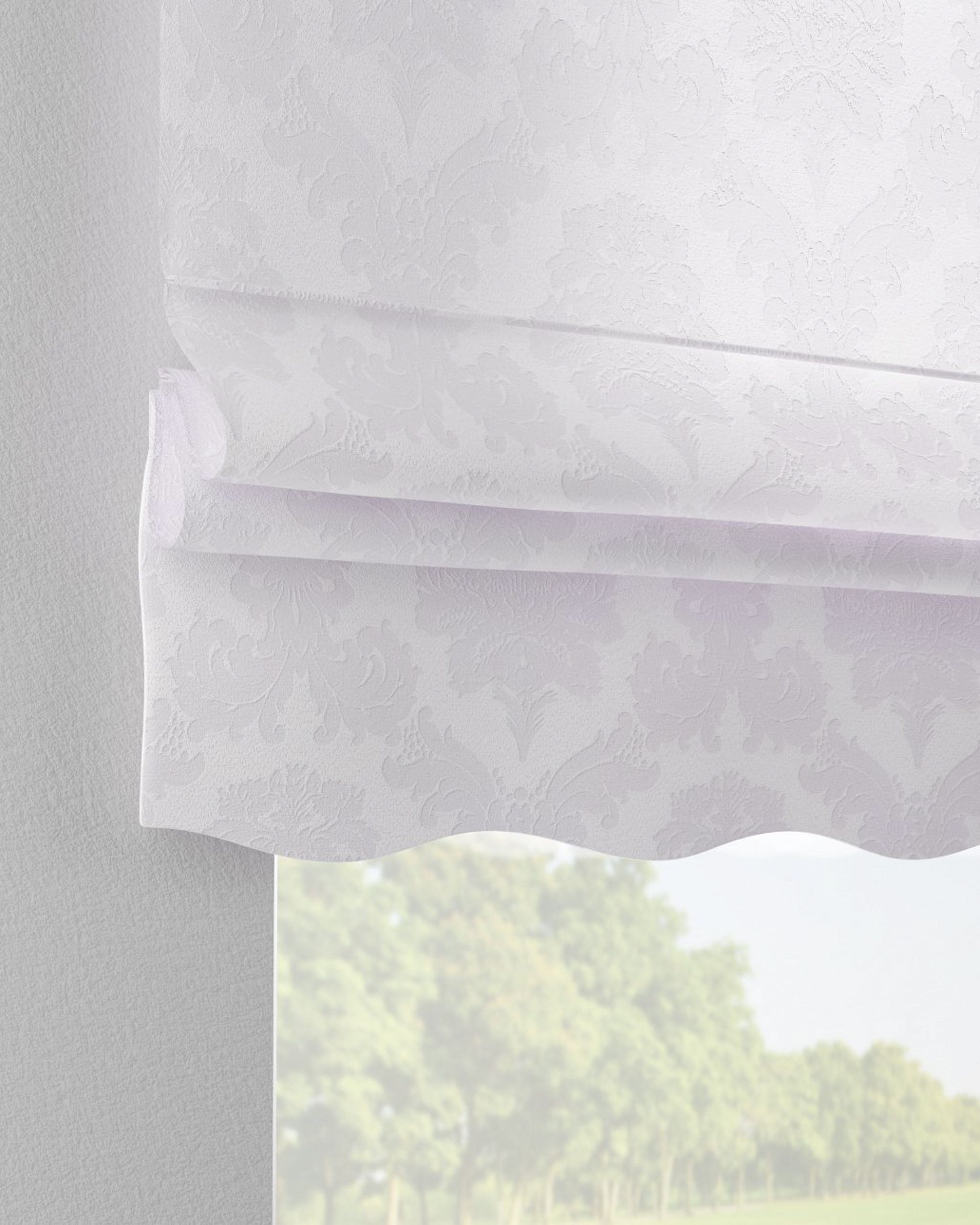Florence Roman blind colour white fabric gloss, structured, patterned (hover)