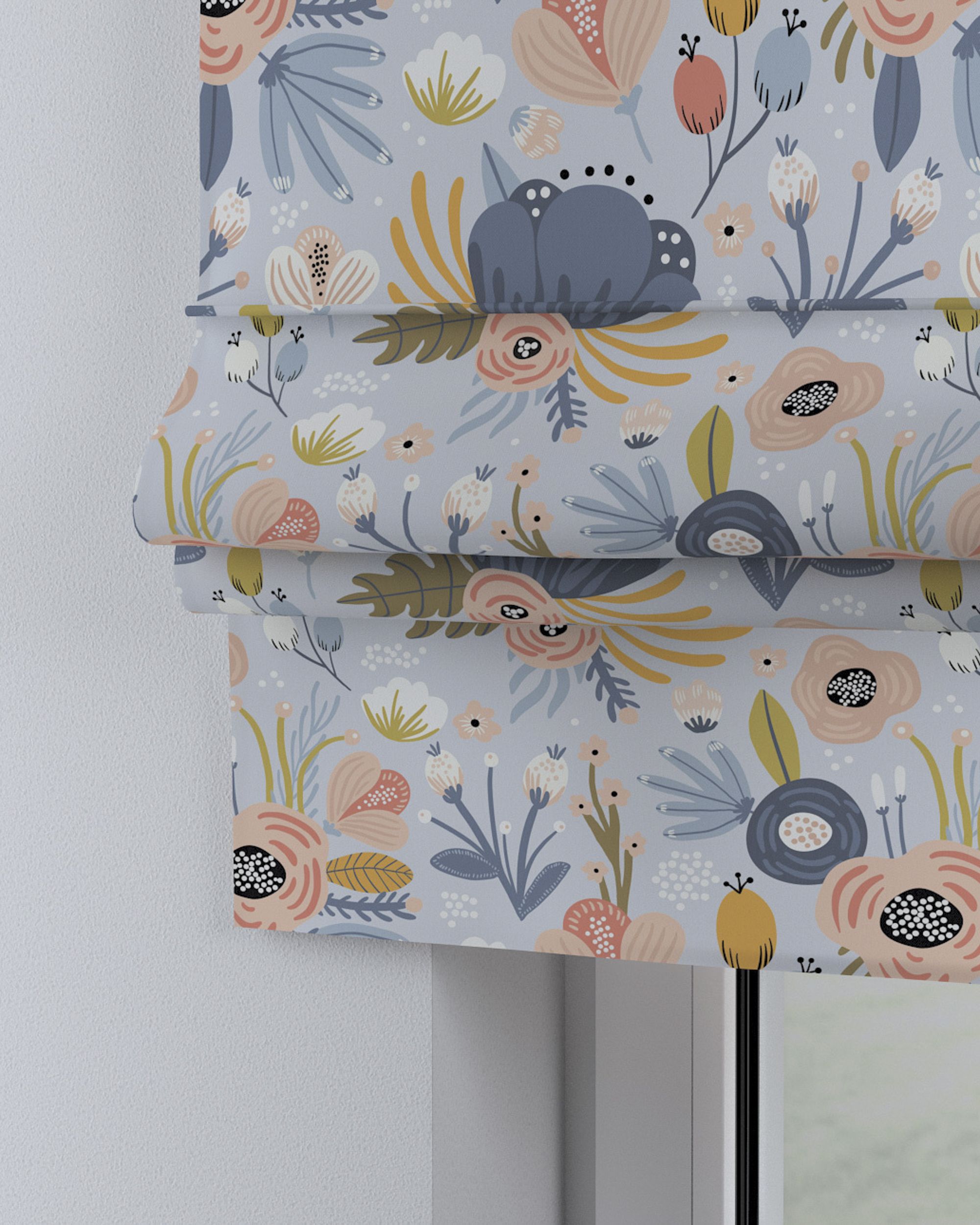Padva Roman blind colour blue fabric patterned (hover)
