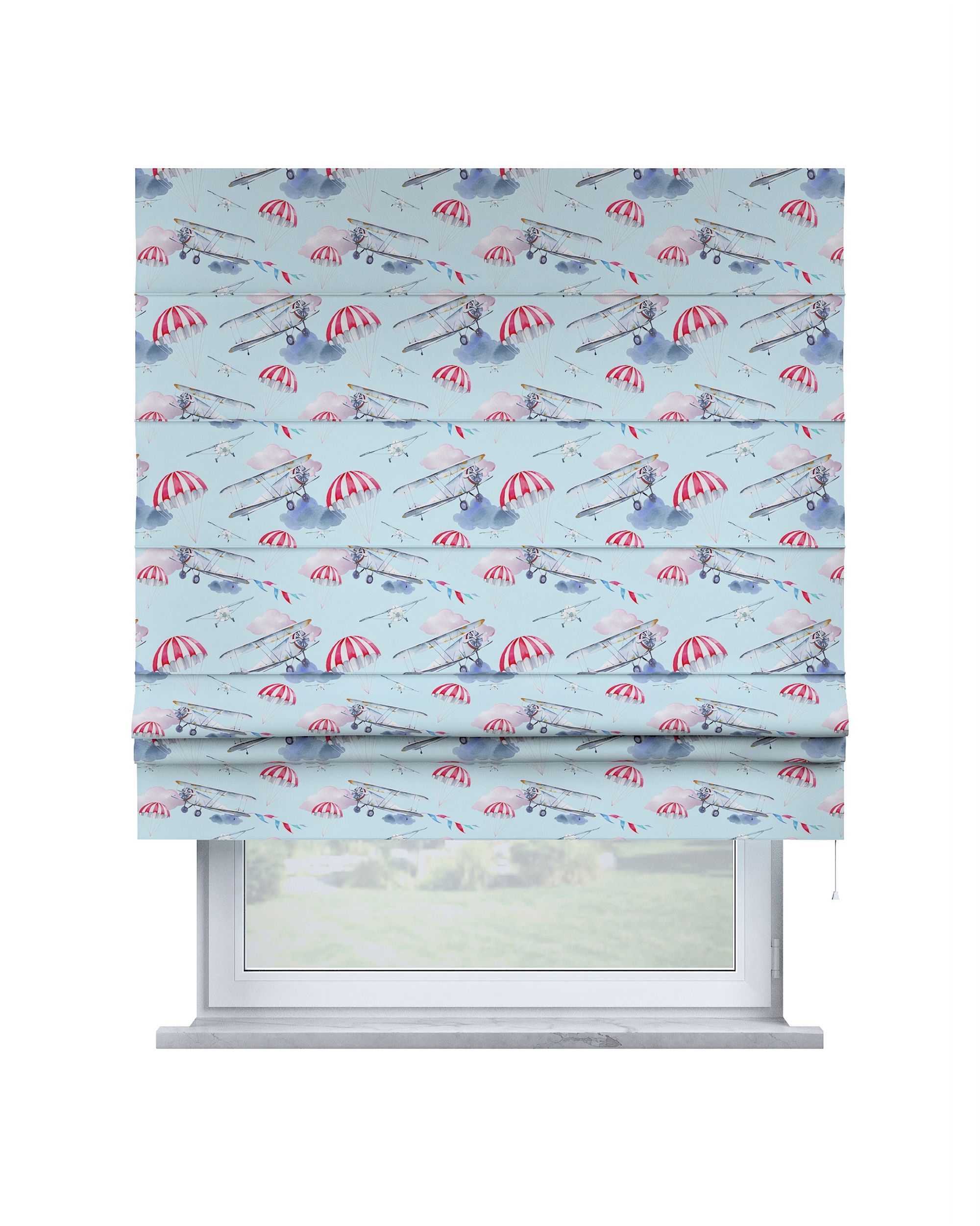 Padva Roman blind colour blue fabric patterned