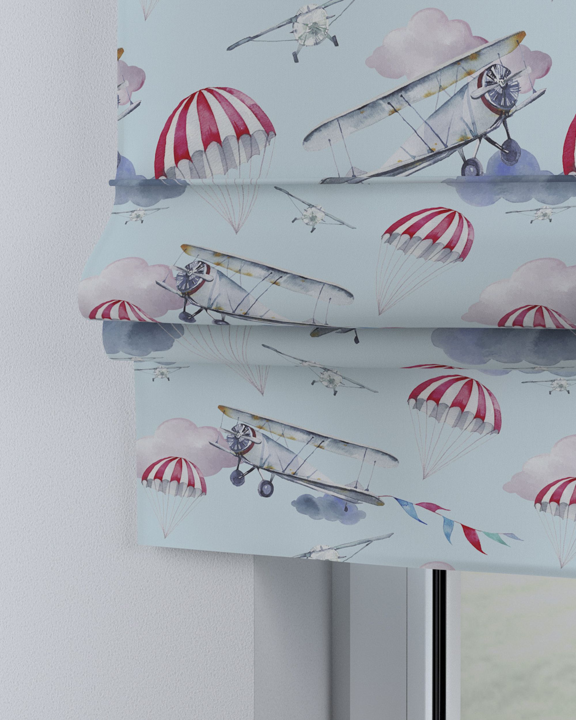 Padva Roman blind colour blue fabric patterned (hover)