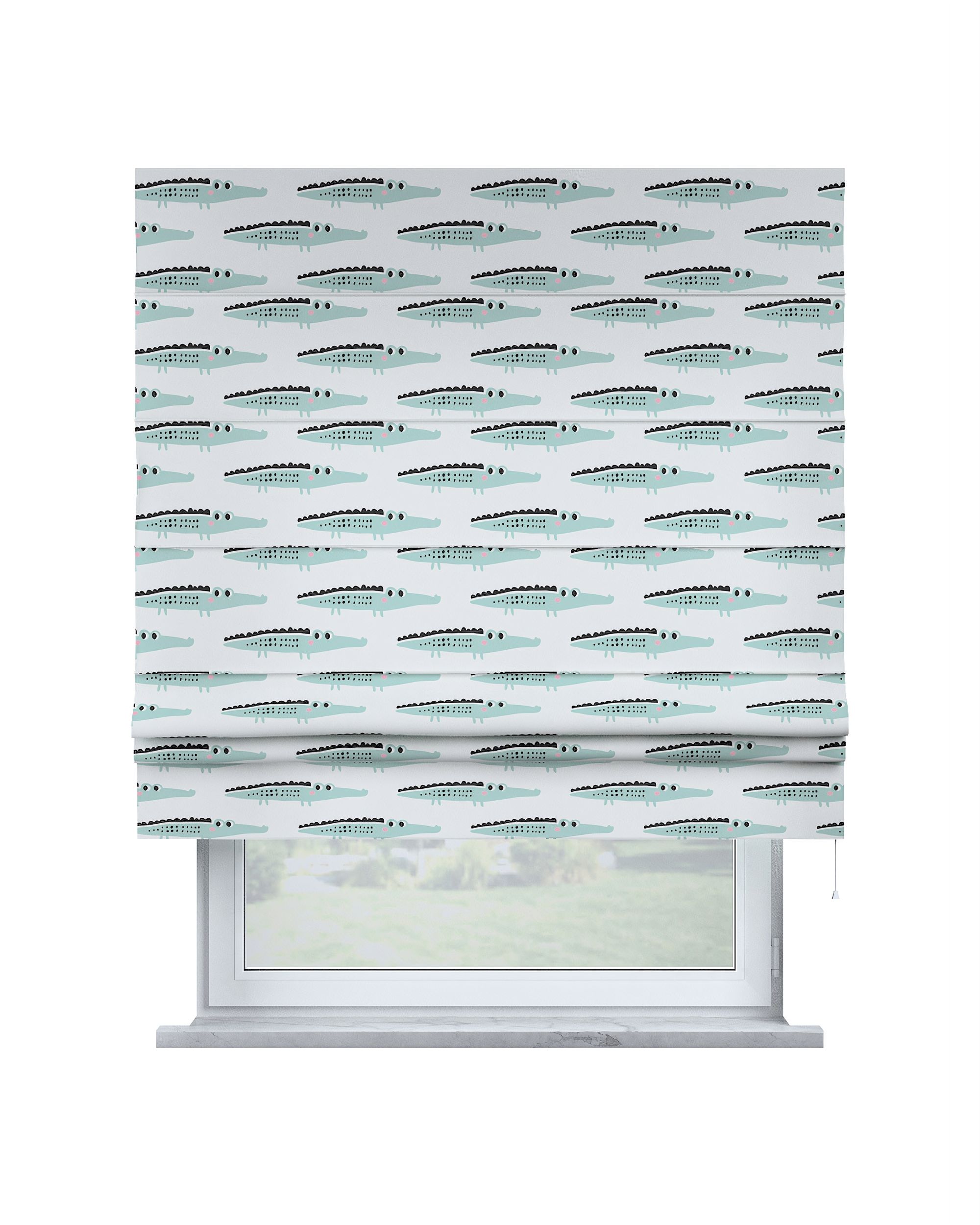 Padva Roman blind colour green fabric patterned