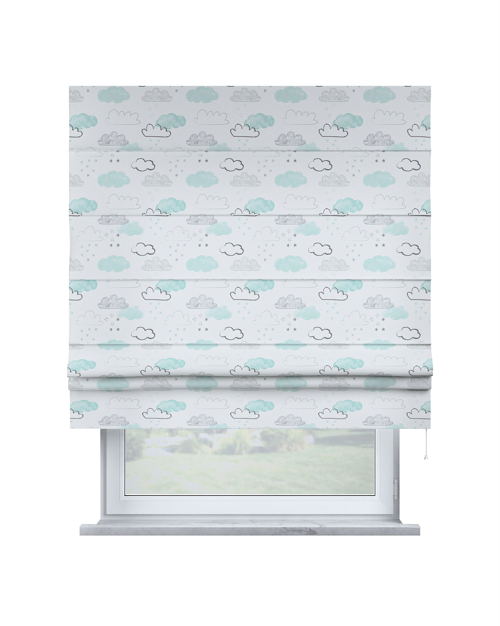 Padva Roman blind colour white fabric patterned