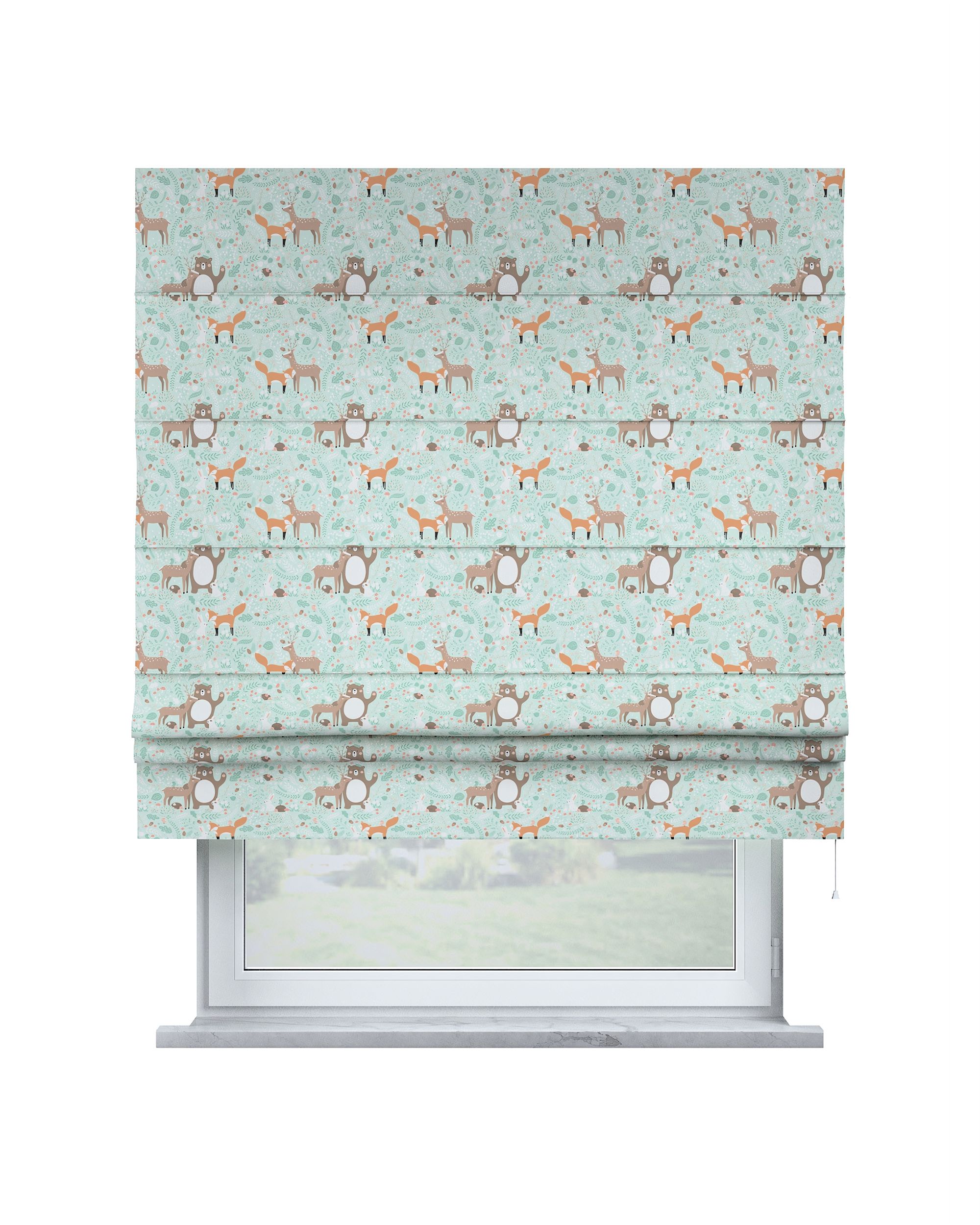 Padva Roman blind colour green fabric patterned
