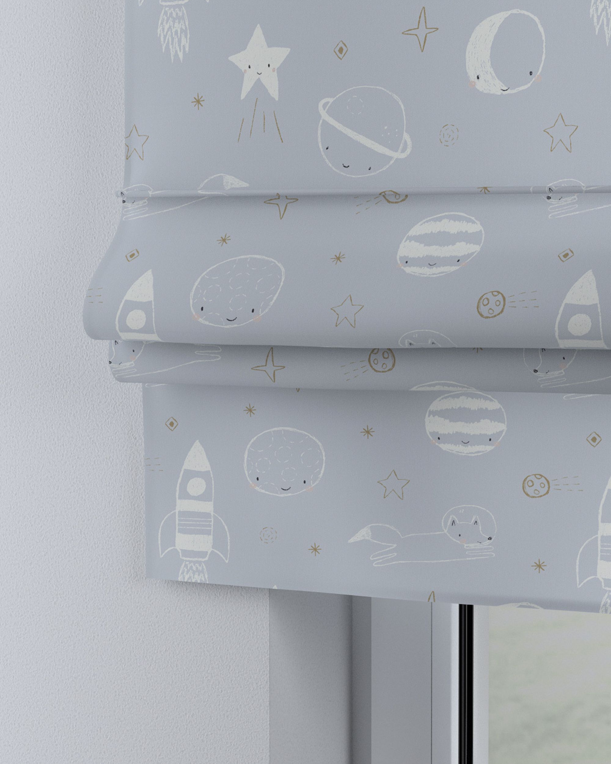 Padva Roman blind colour blue fabric patterned (hover)