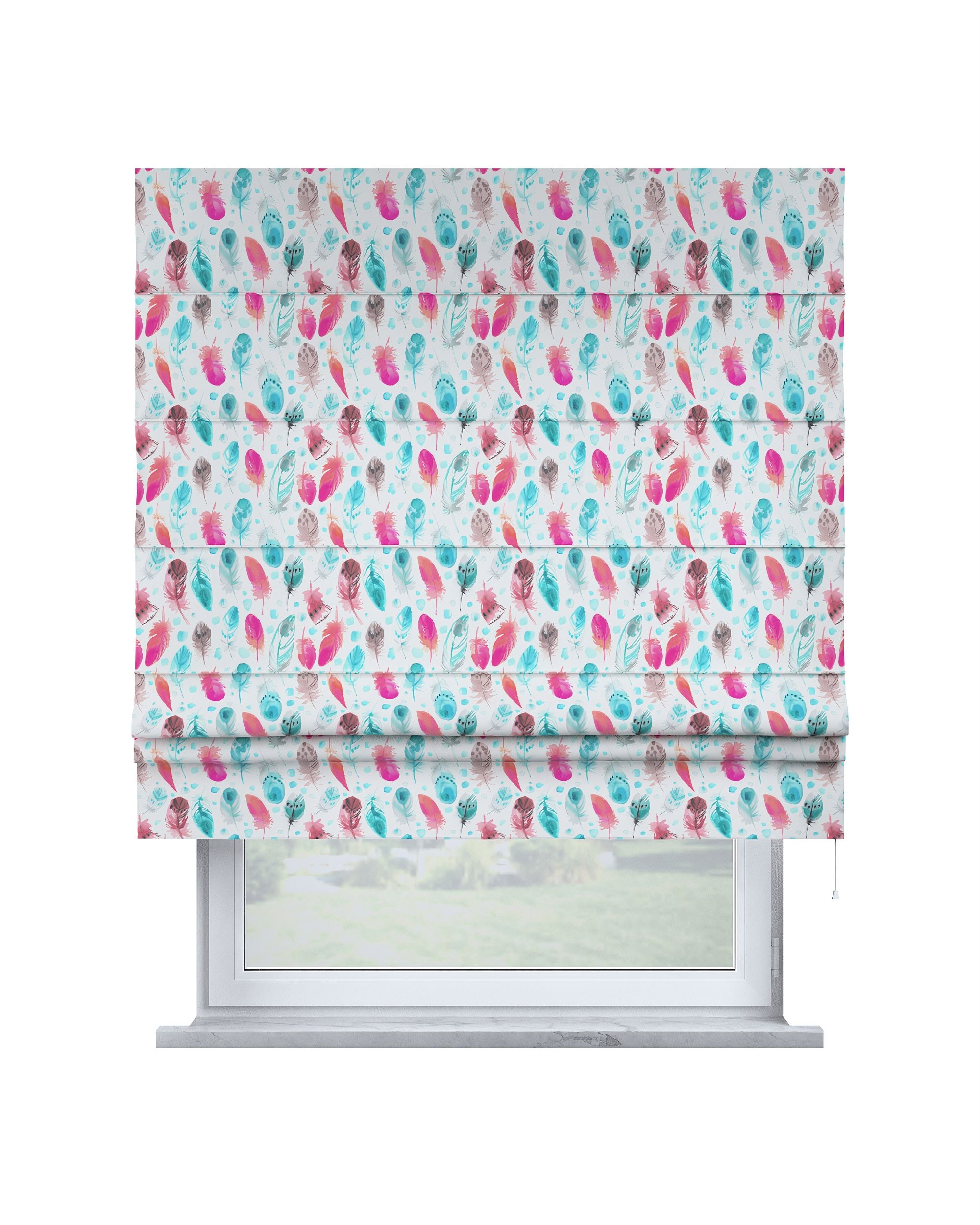 Padva Roman blind colour blue fabric patterned