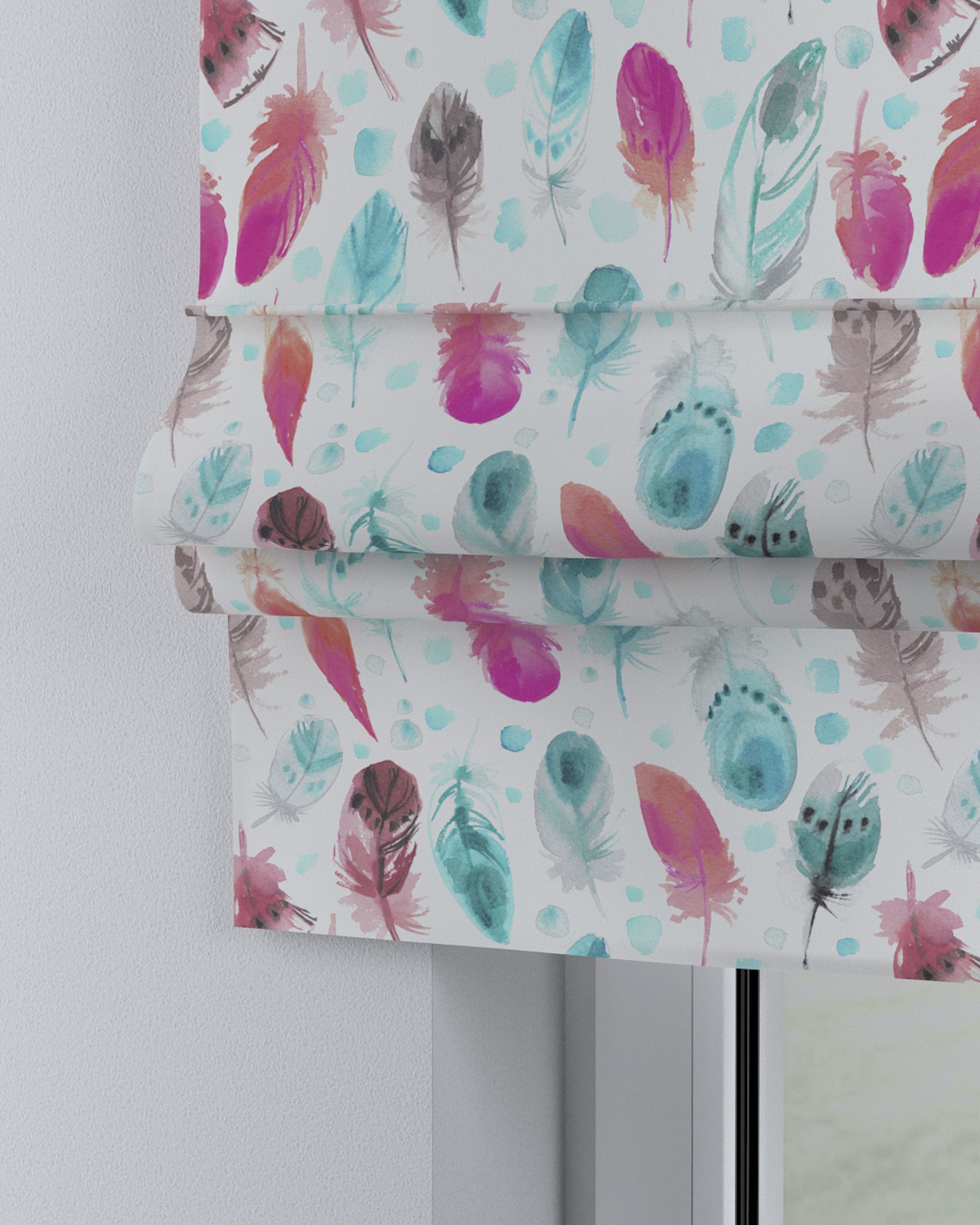 Padva Roman blind colour blue fabric patterned (hover)