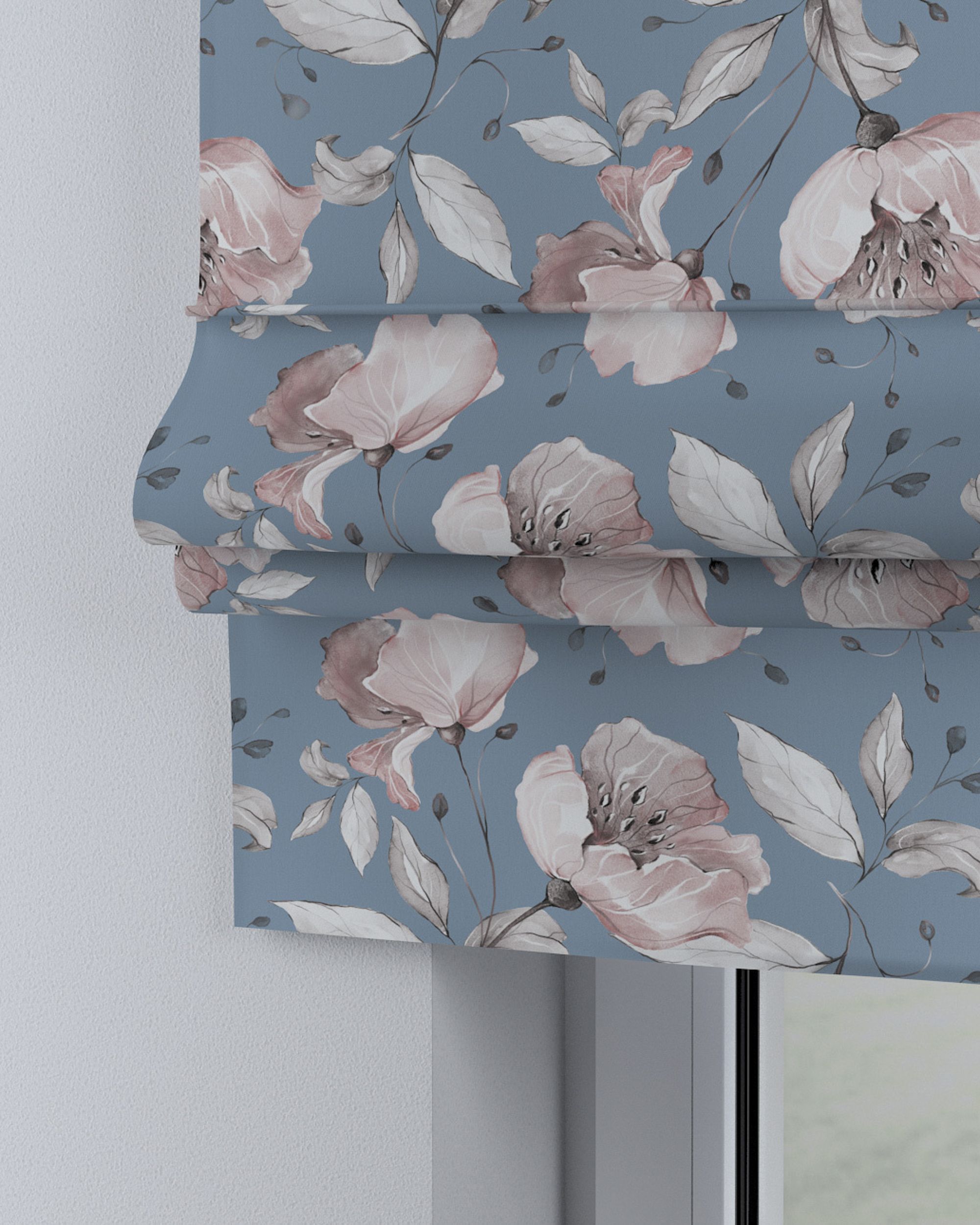 Padva Roman blind colour blue fabric patterned (hover)