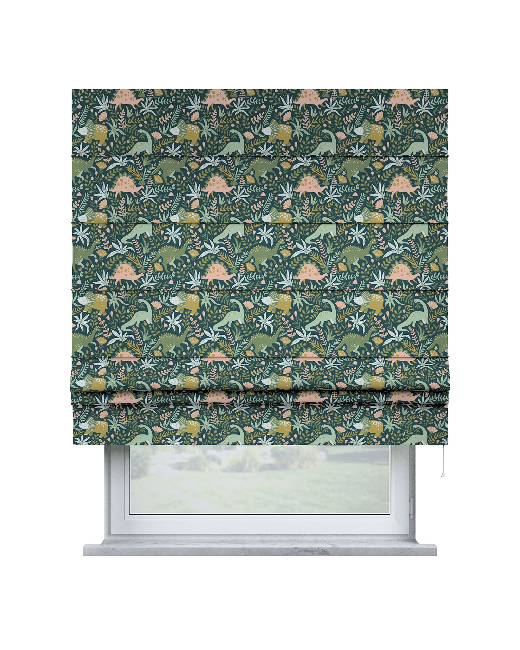 Padva Roman blind colour green fabric patterned