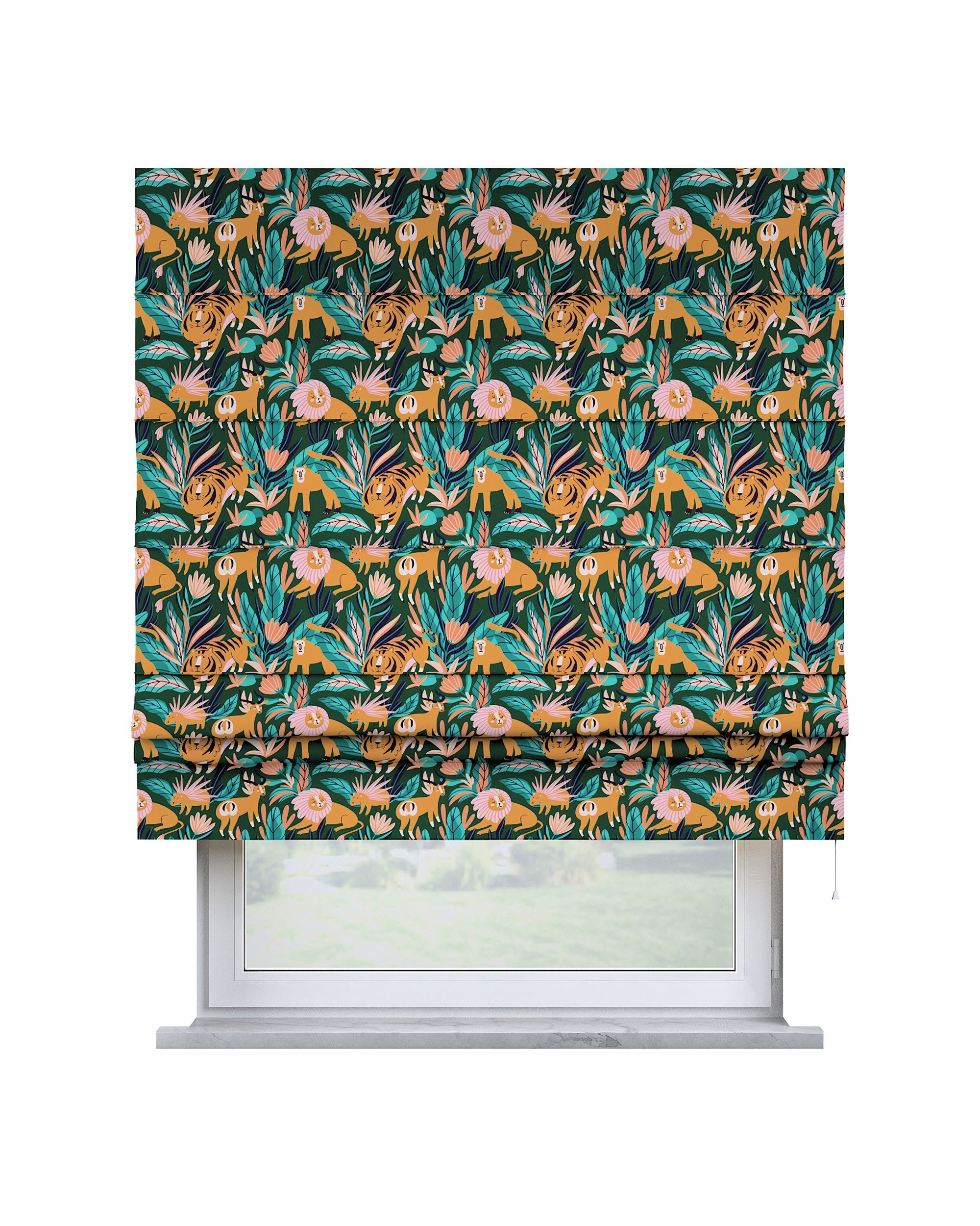 Padva Roman blind colour orange fabric patterned