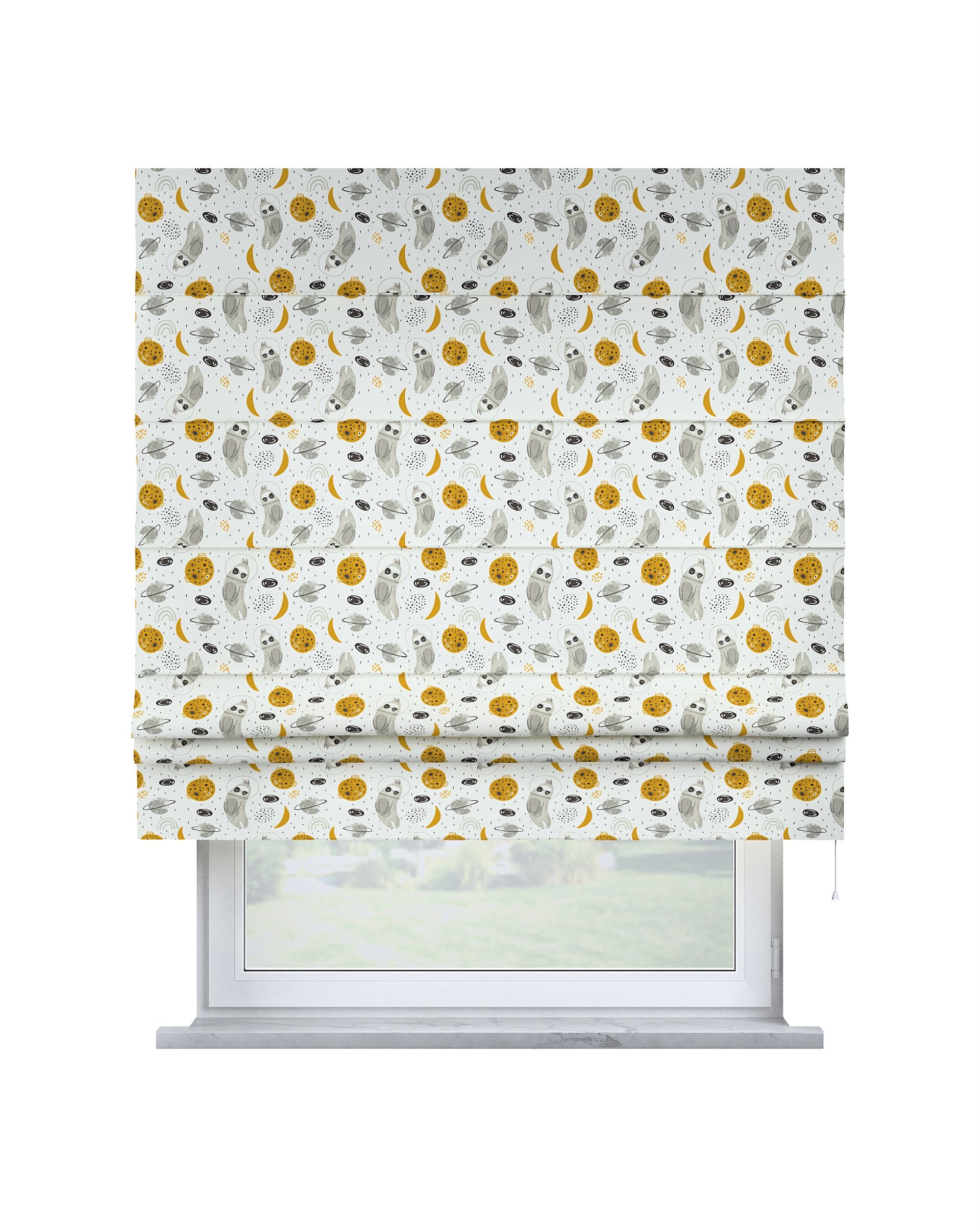 Padva Roman blind colour white fabric patterned