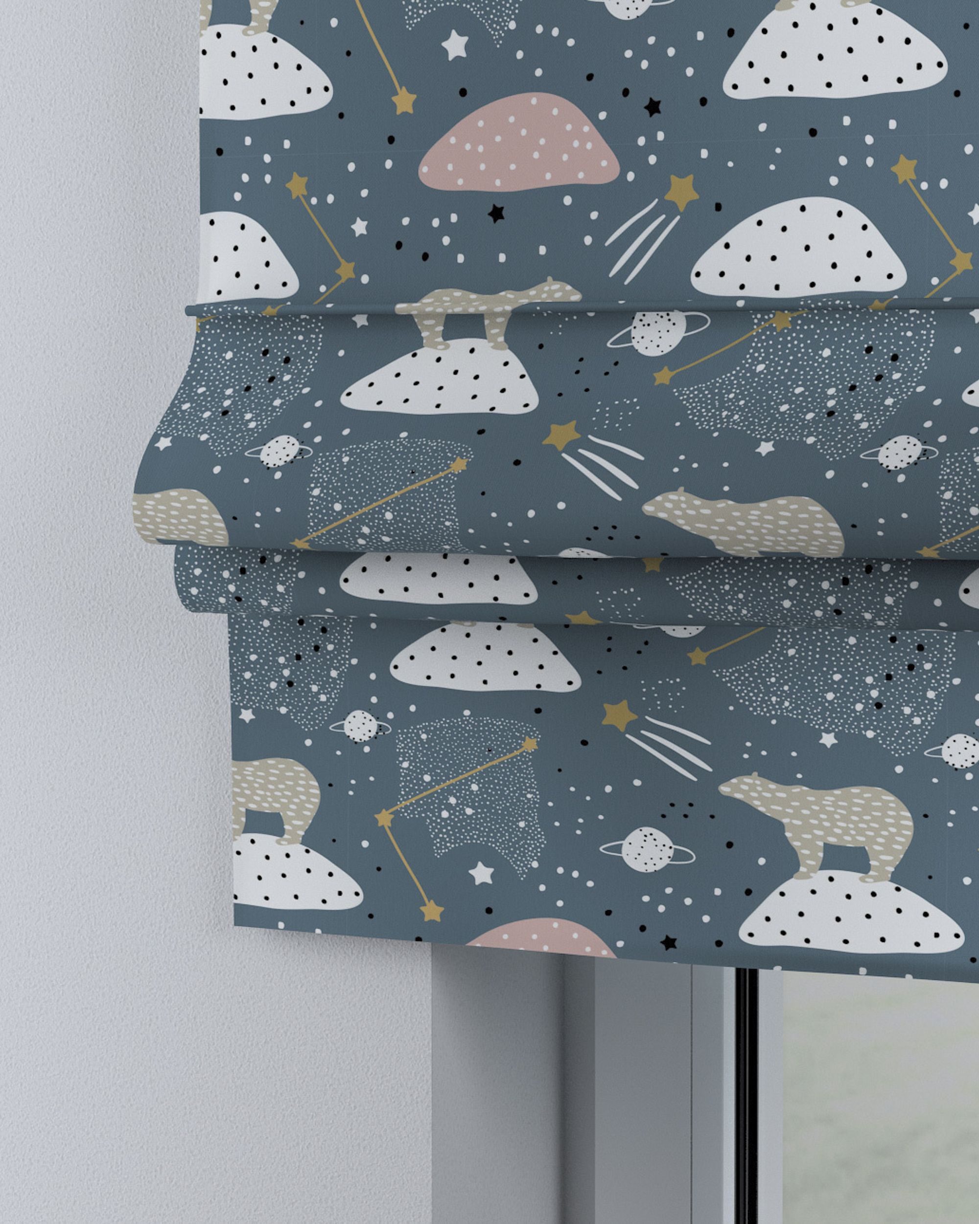 Padva Roman blind colour blue fabric patterned (hover)