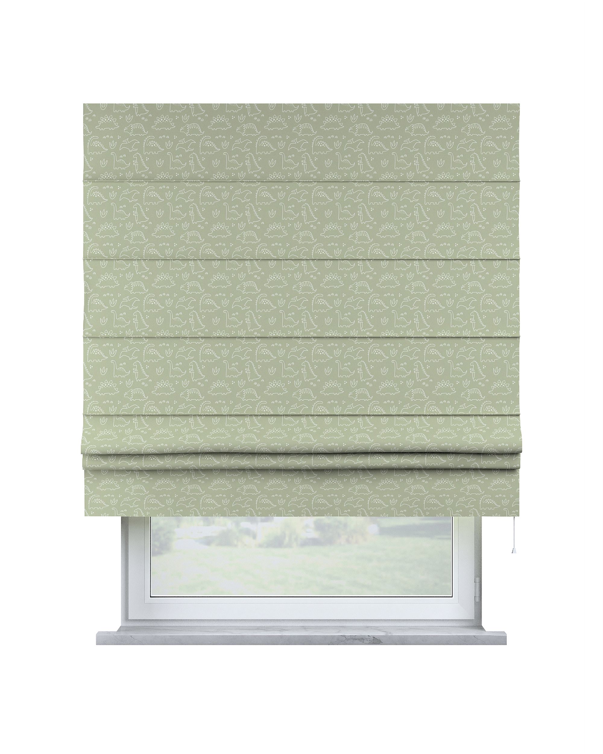 Padva Roman blind colour green fabric patterned